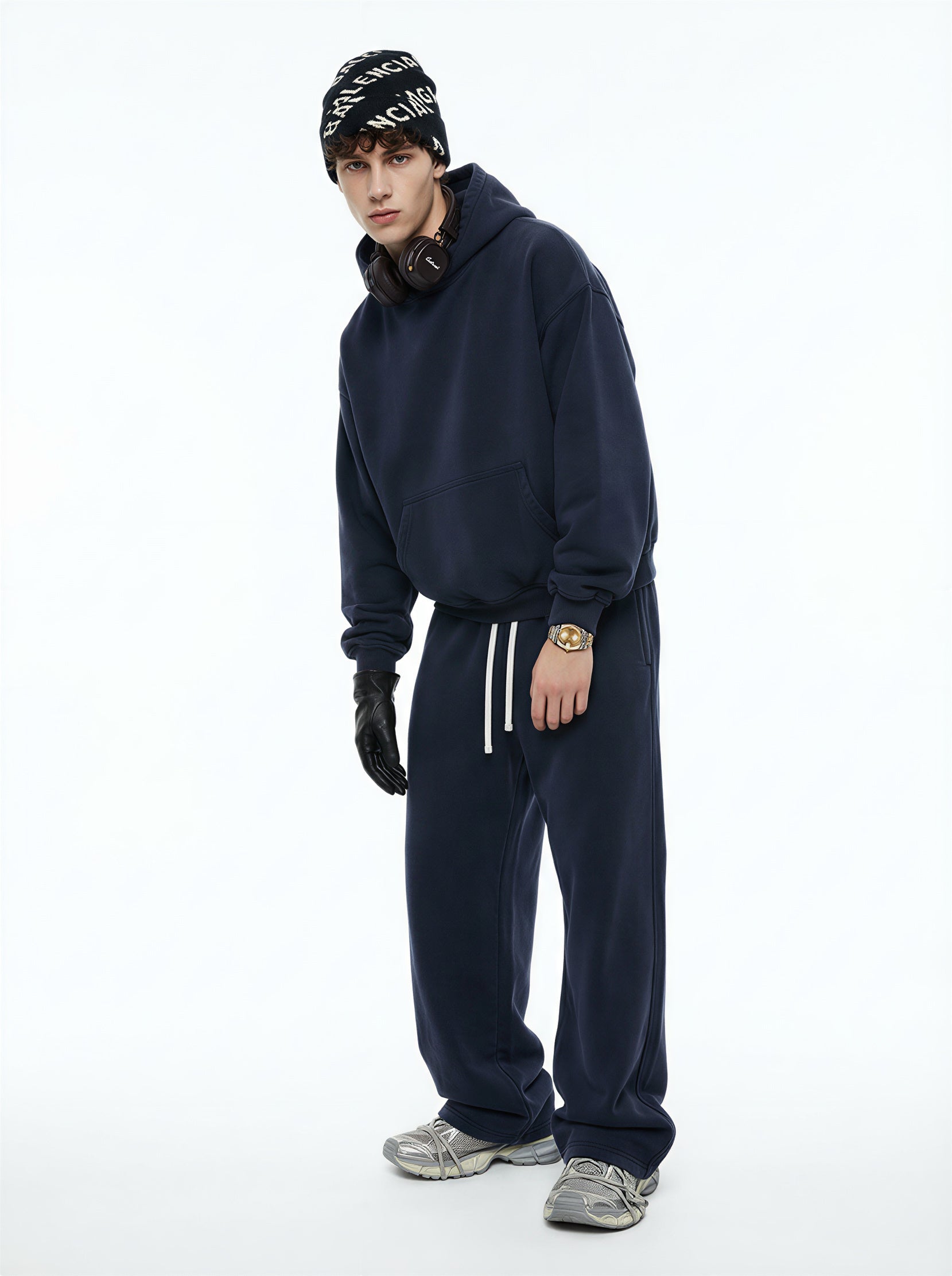 400GSM Unisex Washed Heavyweight Boxy-Fit Hoodie Vintage Royal Blue