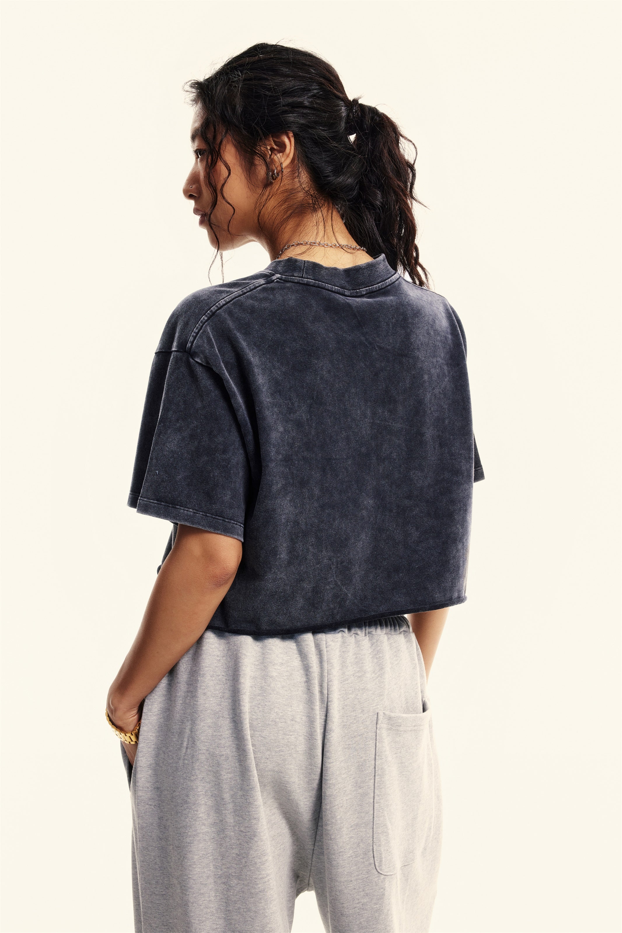 250GSM Women's Crop Top T-Shirt Dark Blue