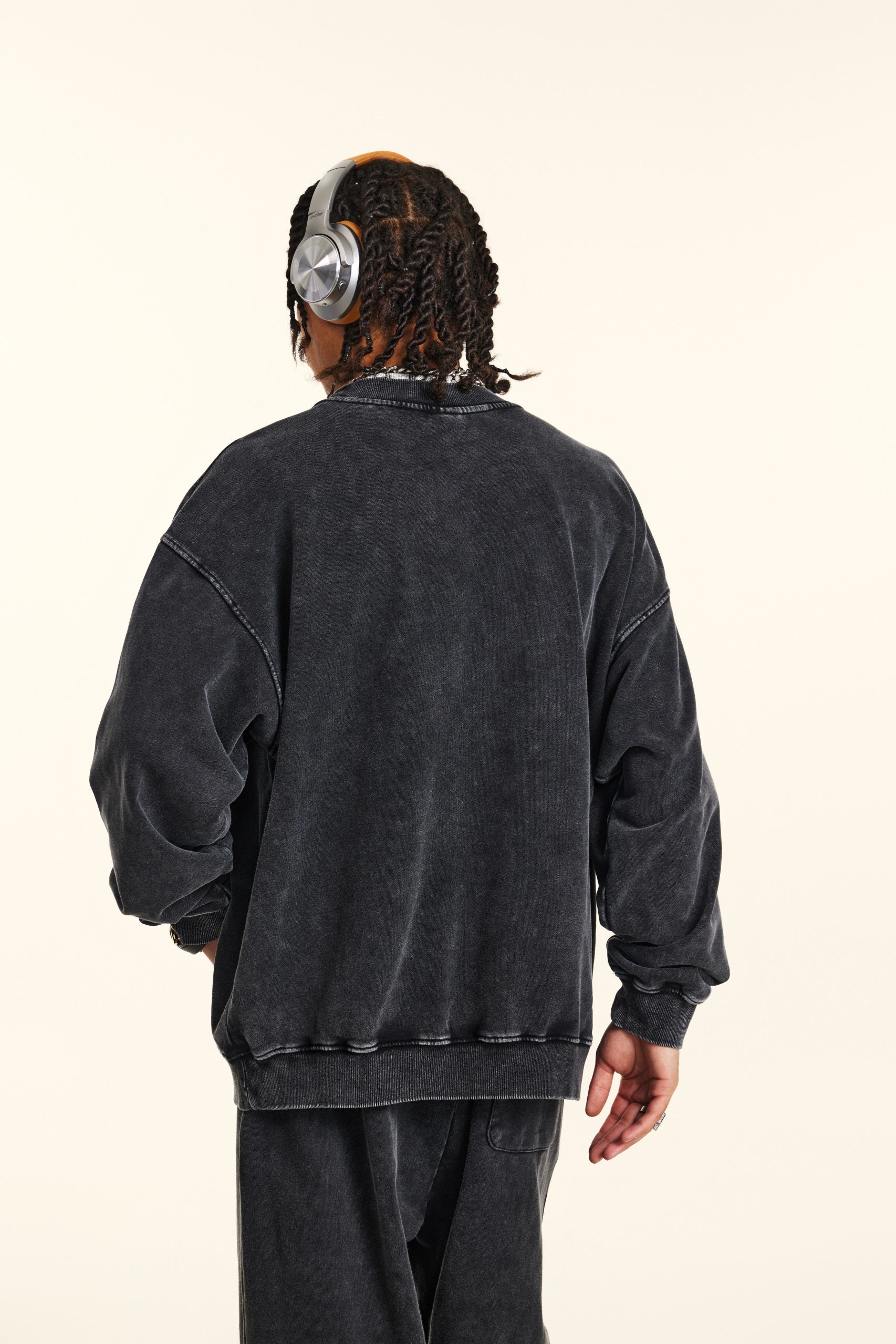 320GSM Unisex Vintage-Wash Crew Neck Loopback Sweatshirt Snow Wash