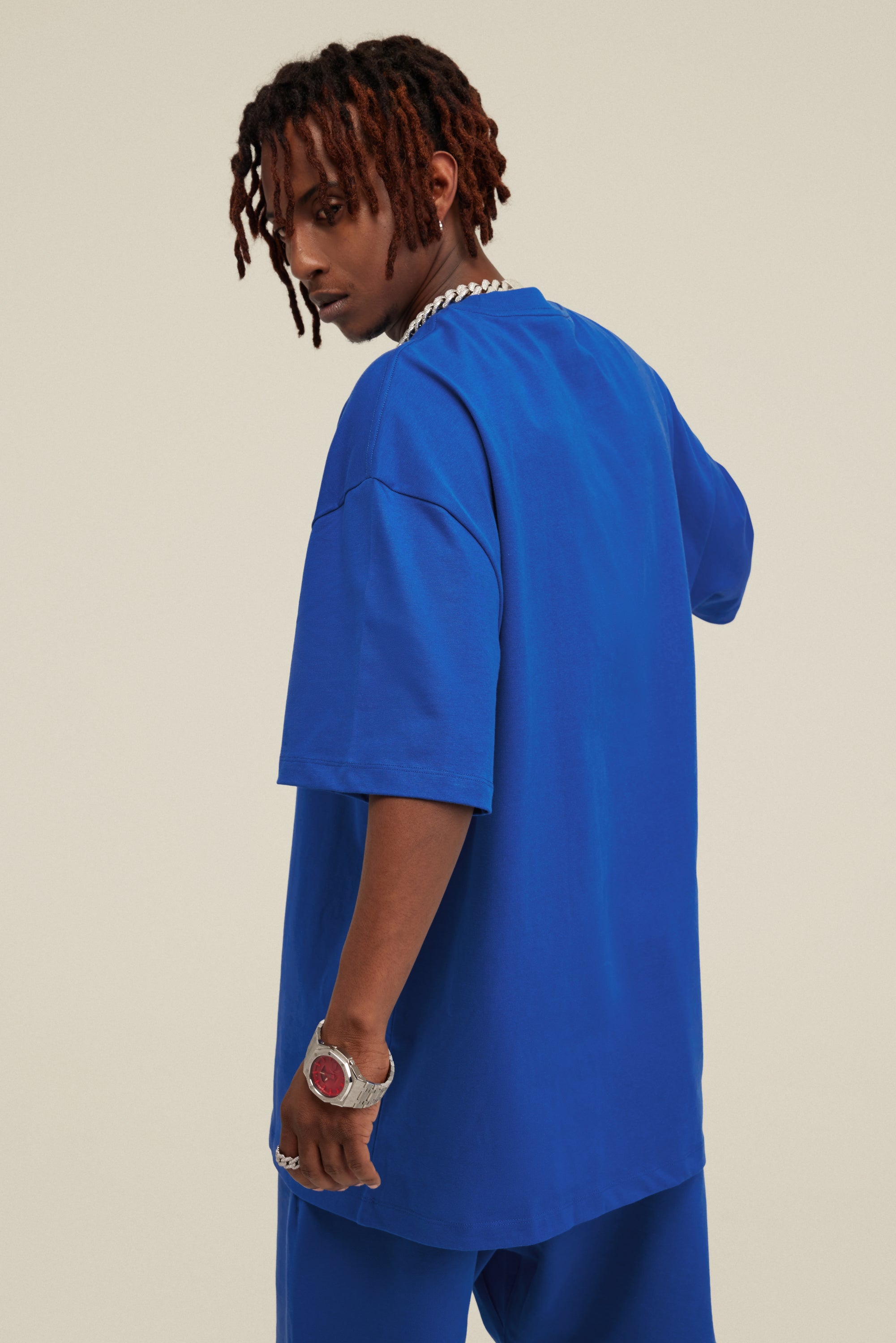 305GSM Unisex FOG Earth-Tone 20-Color Drop-Shoulder T-shirt Royal Blue