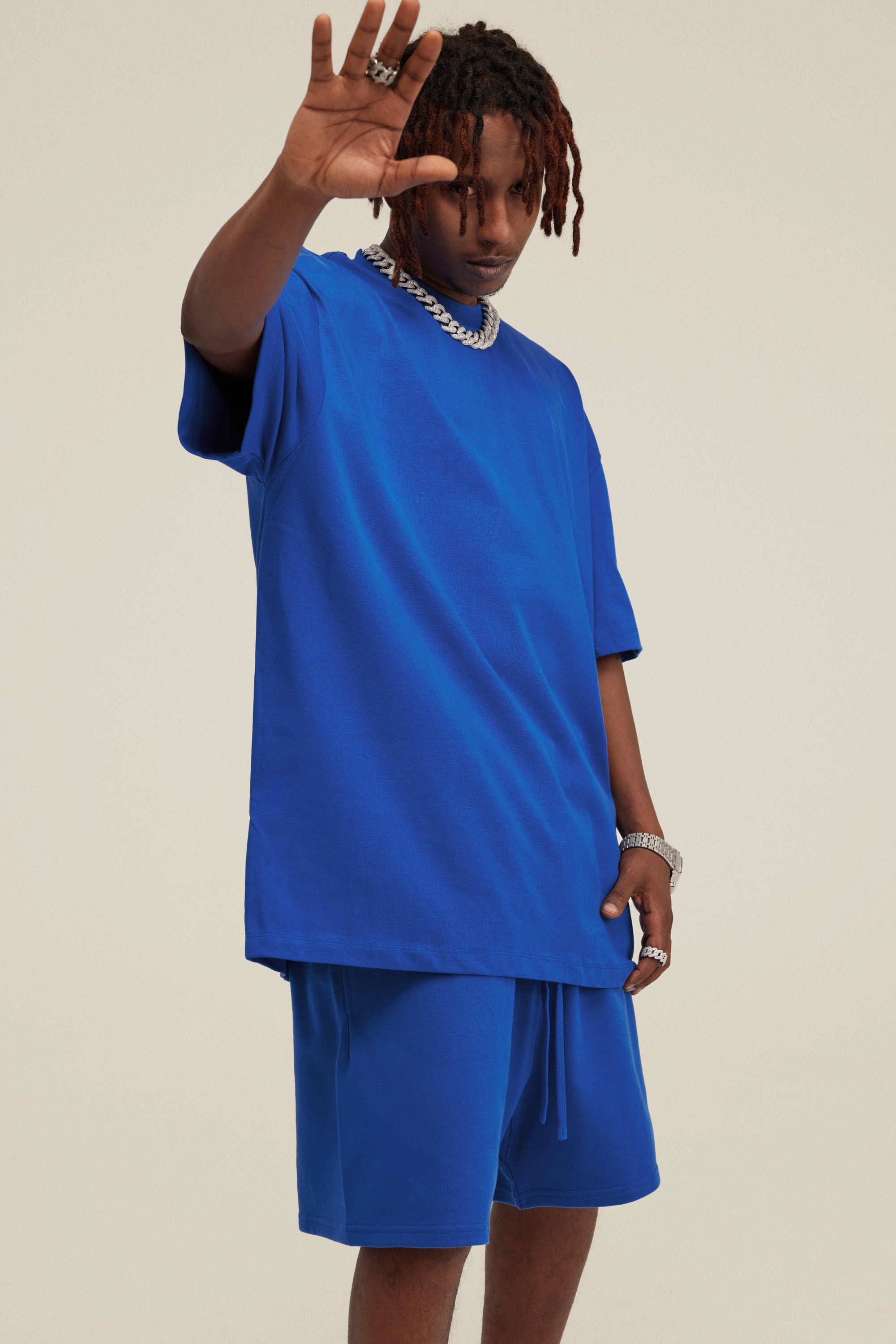 305GSM Unisex FOG Earth-Tone 20-Color Drop-Shoulder T-shirt Royal Blue
