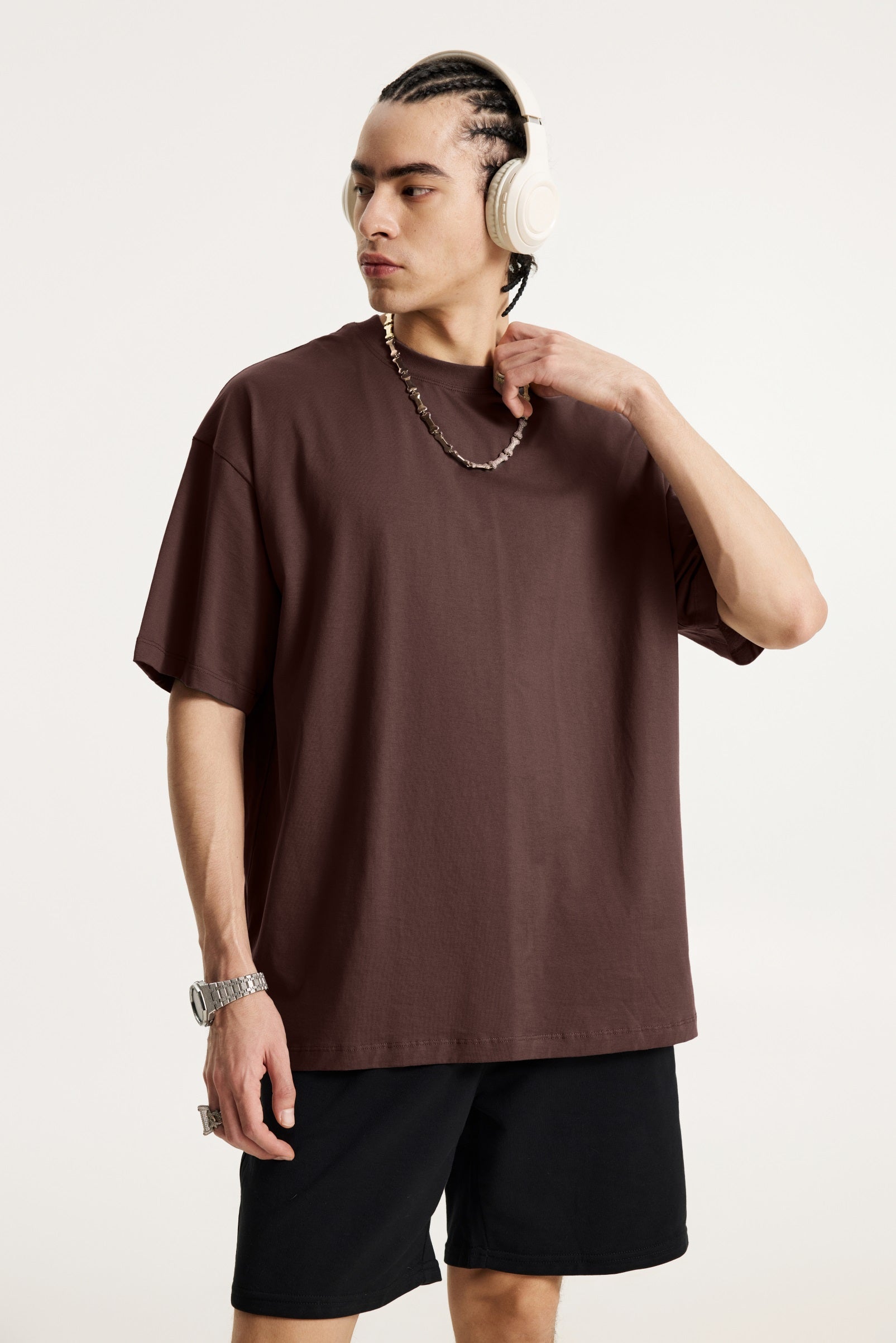 180GSM Men's Lightweight T-shirt Dark brown