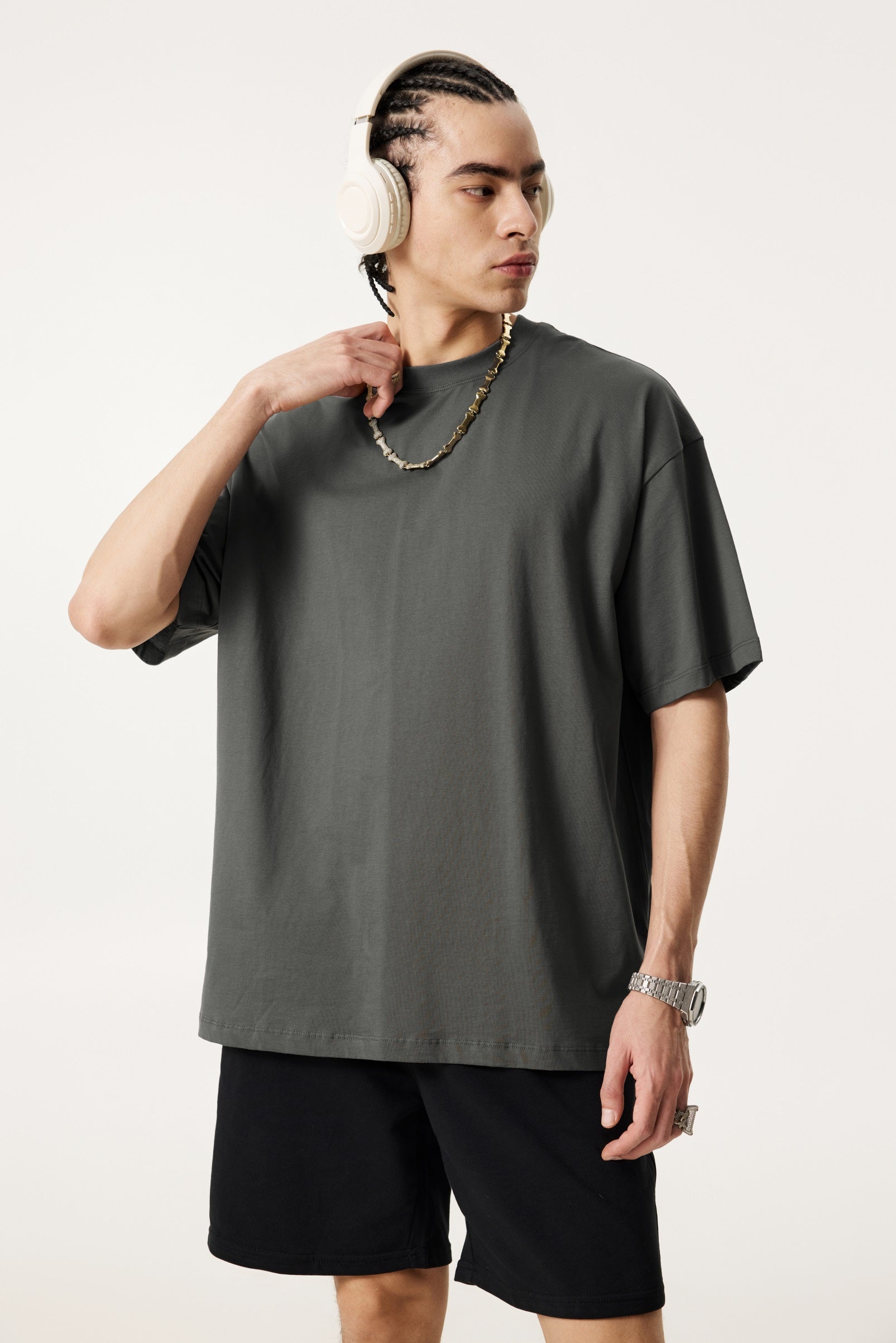 180GSM Men's Lightweight T-shirt Dark gray