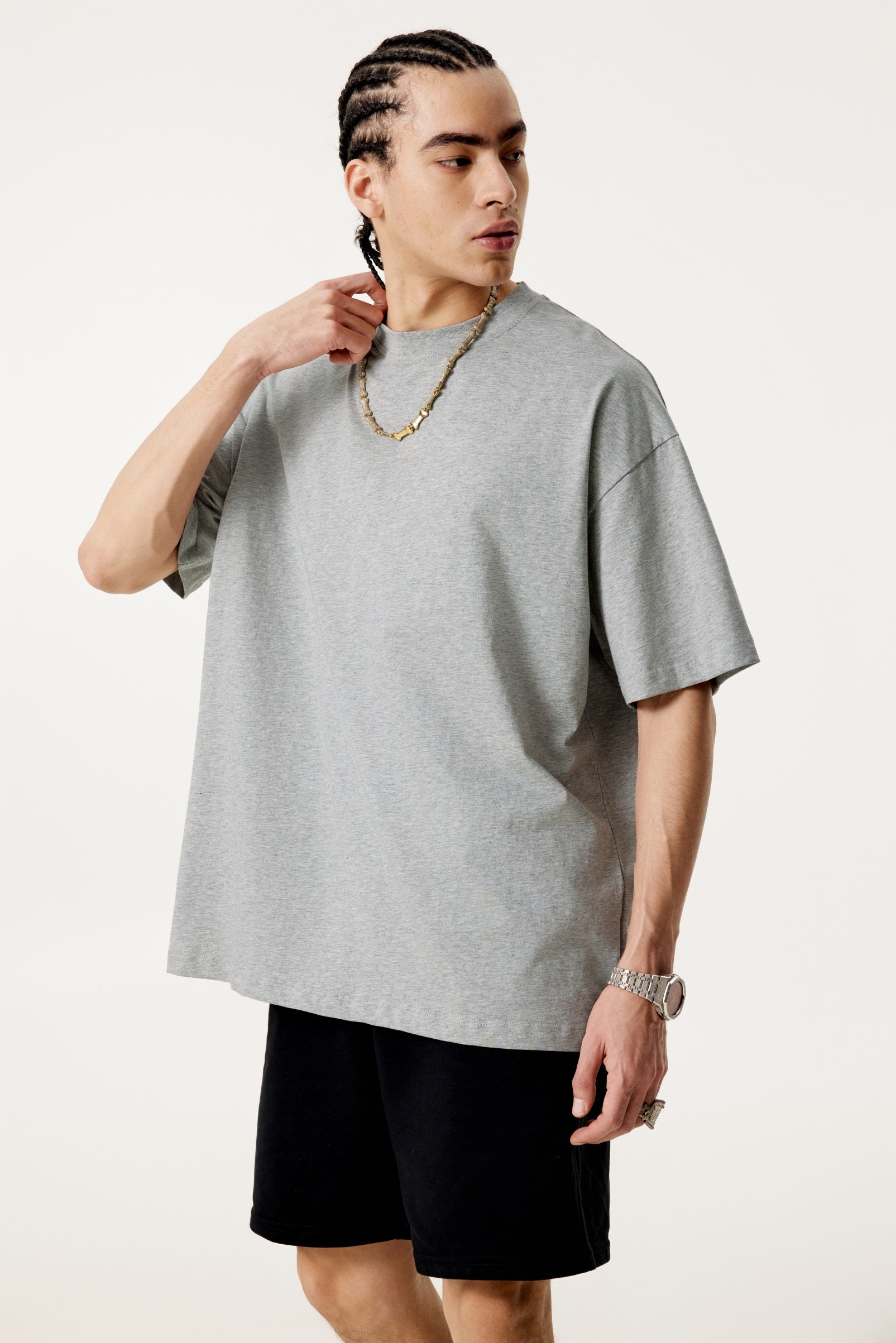 180GSM Men's Lightweight T-shirt LIght gray