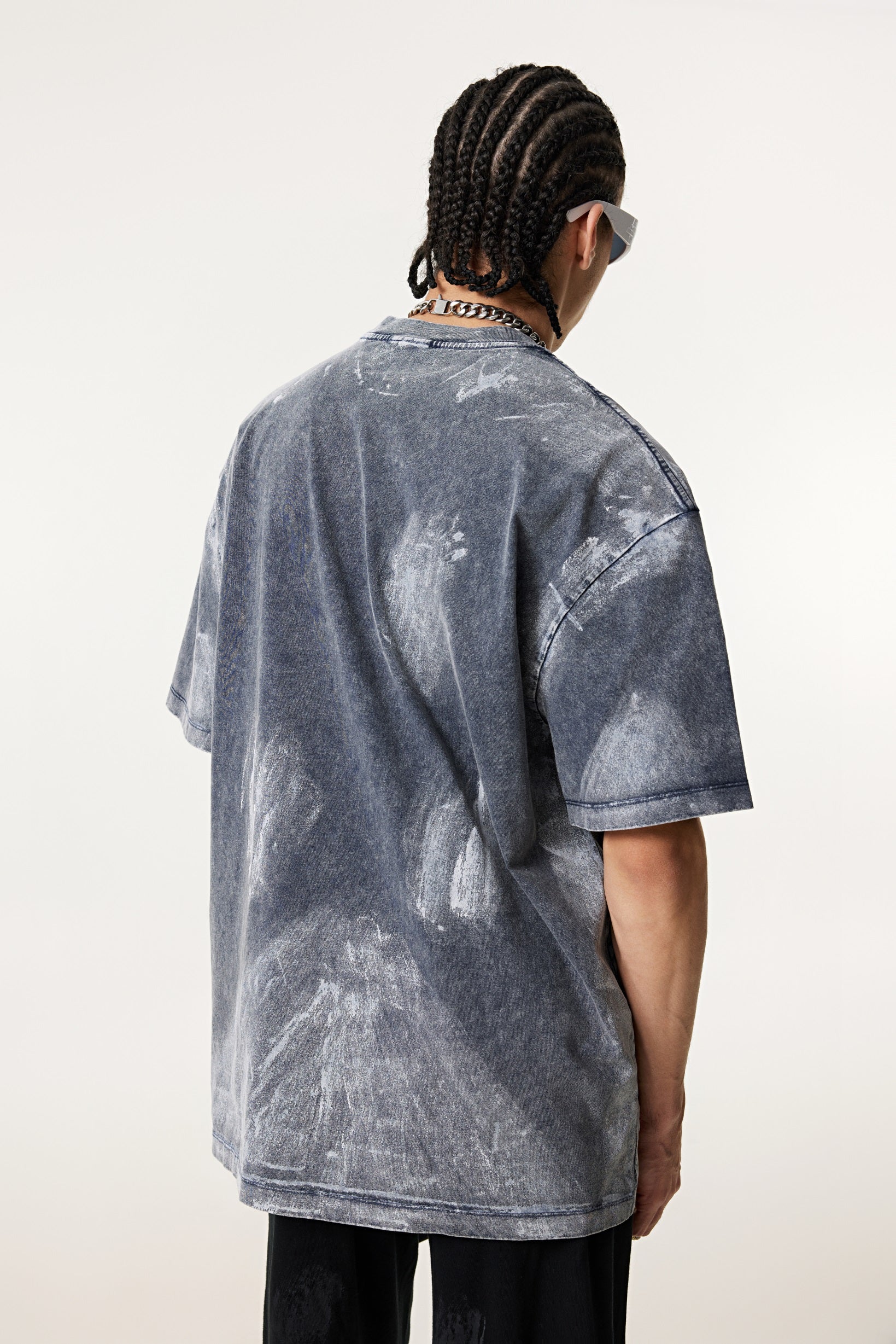 260GSM Unisex Painted Pigment-Wash T-shirt Royal Blue