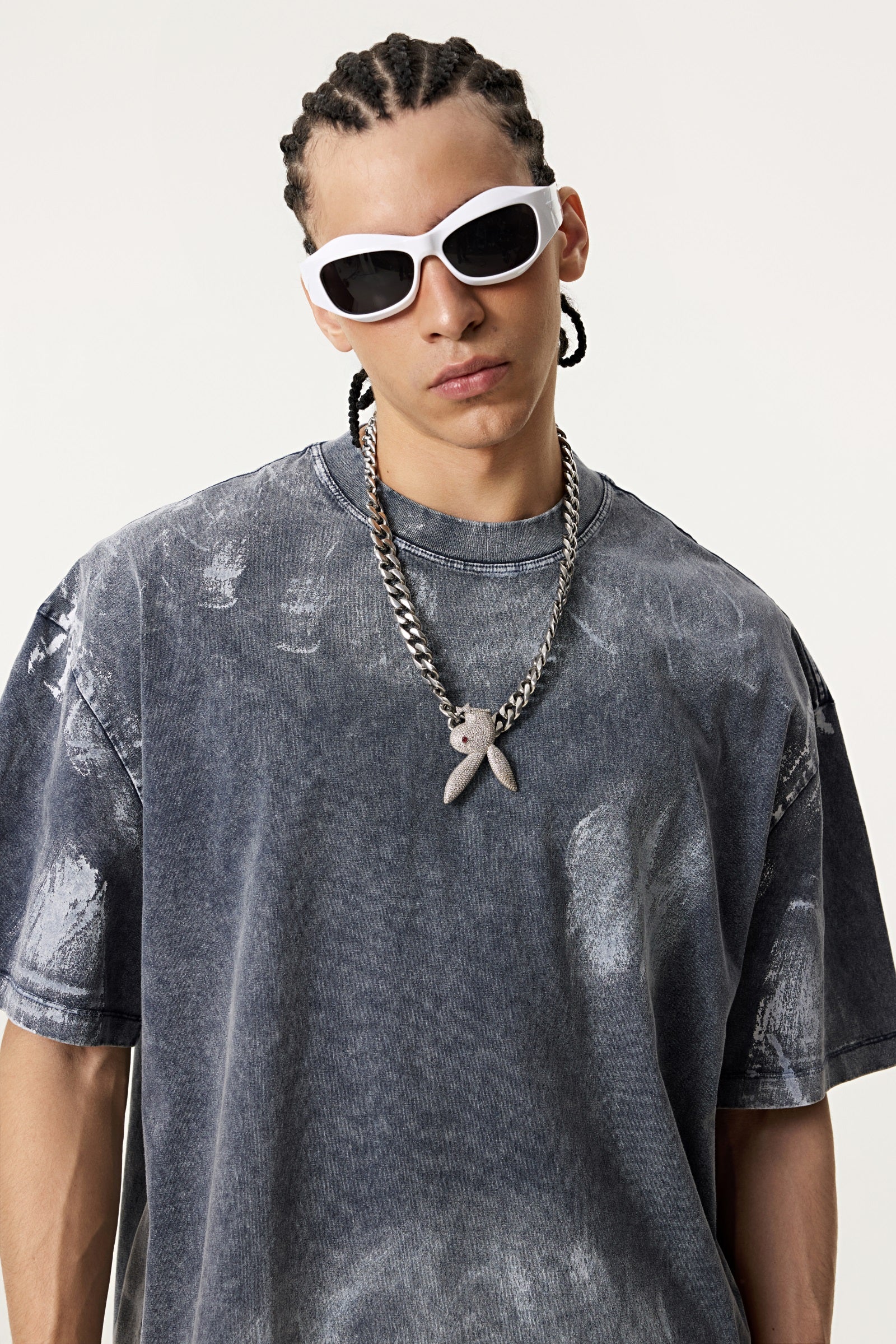 260GSM Unisex Painted Pigment-Wash T-shirt Royal Blue
