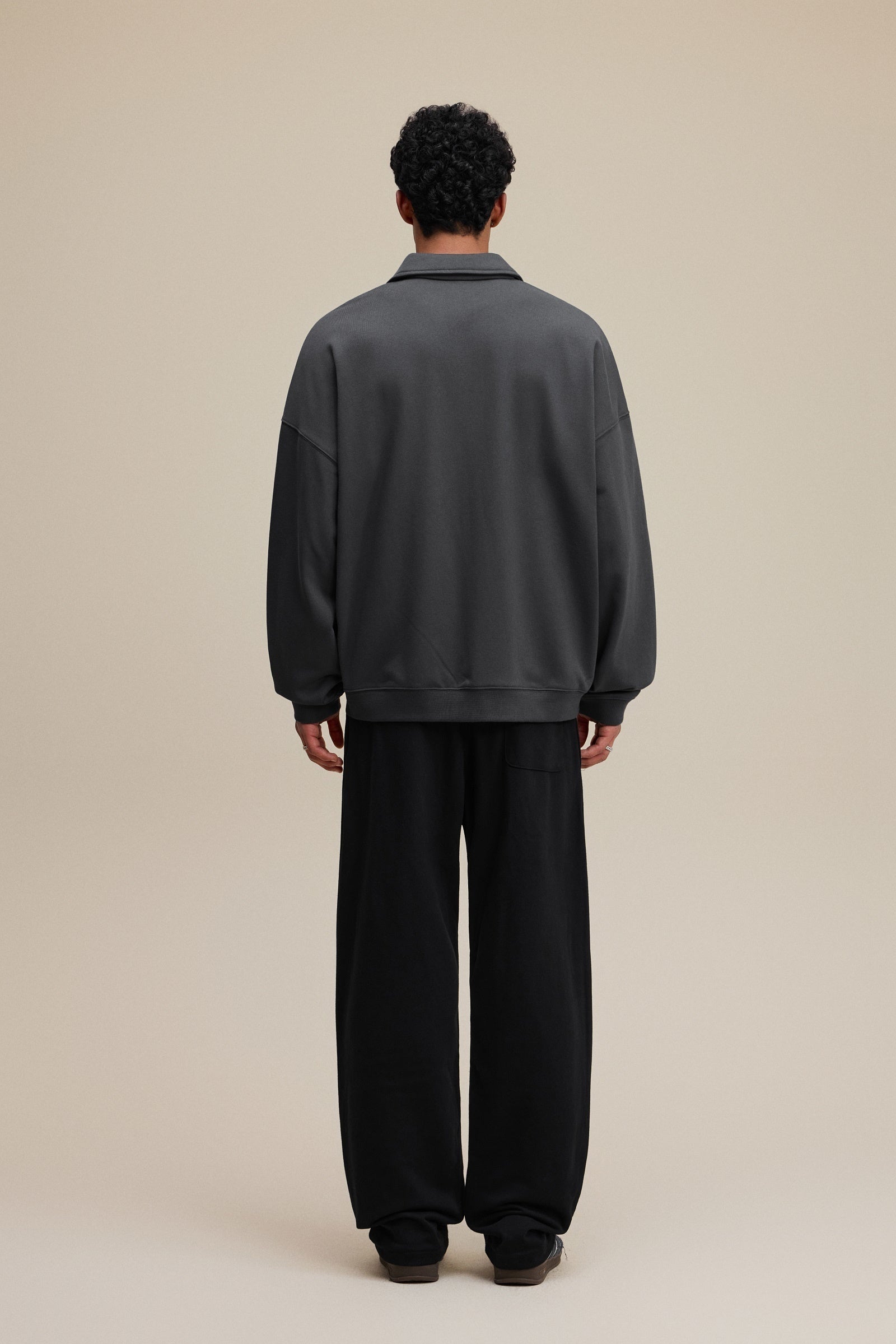 445GSM Unisex Heavyweight Zip-Up Collared Sweatshirt Charcoal Grey