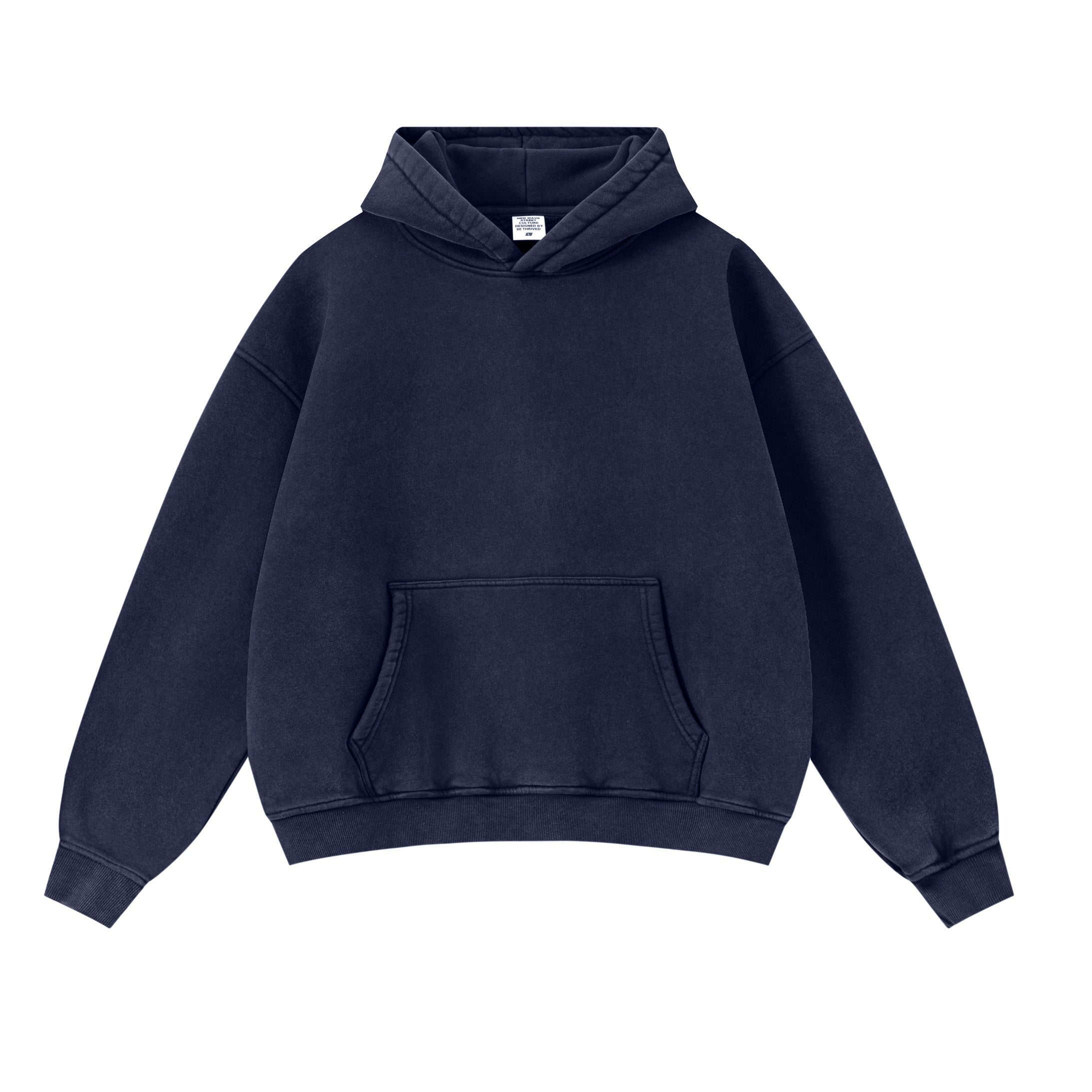 400GSM Unisex Washed Heavyweight Boxy-Fit Hoodie Vintage Royal Blue