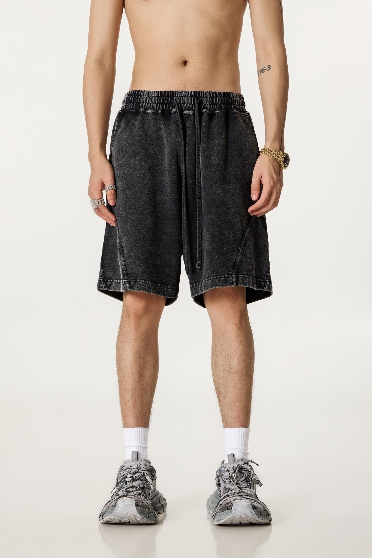 330GSM Unisex Snow-Wash 100%Cotton Wax-Dyed Soft & Durable Shorts Snow Wash