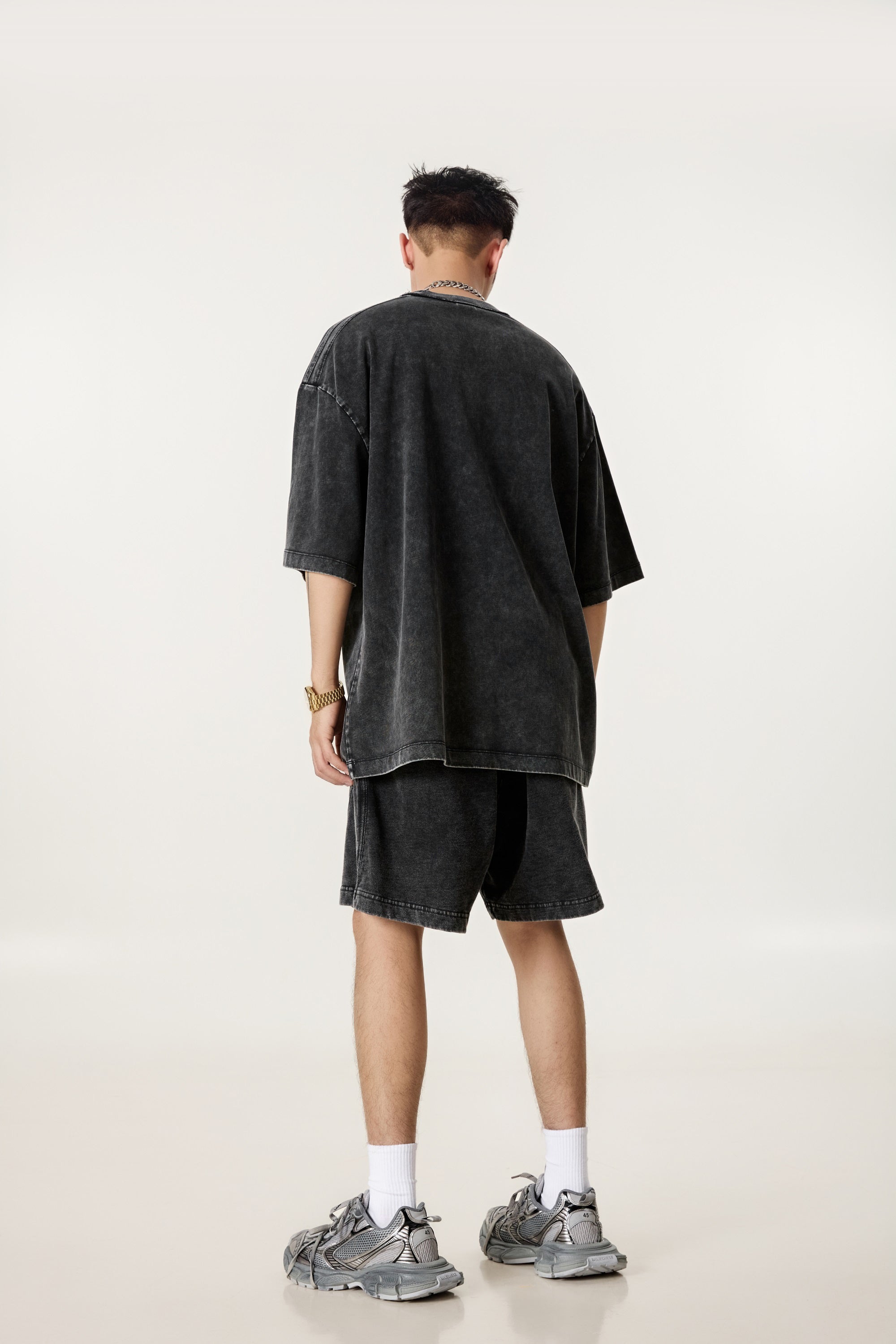330GSM Unisex Snow-Wash 100%Cotton Wax-Dyed Soft & Durable Shorts Snow Wash