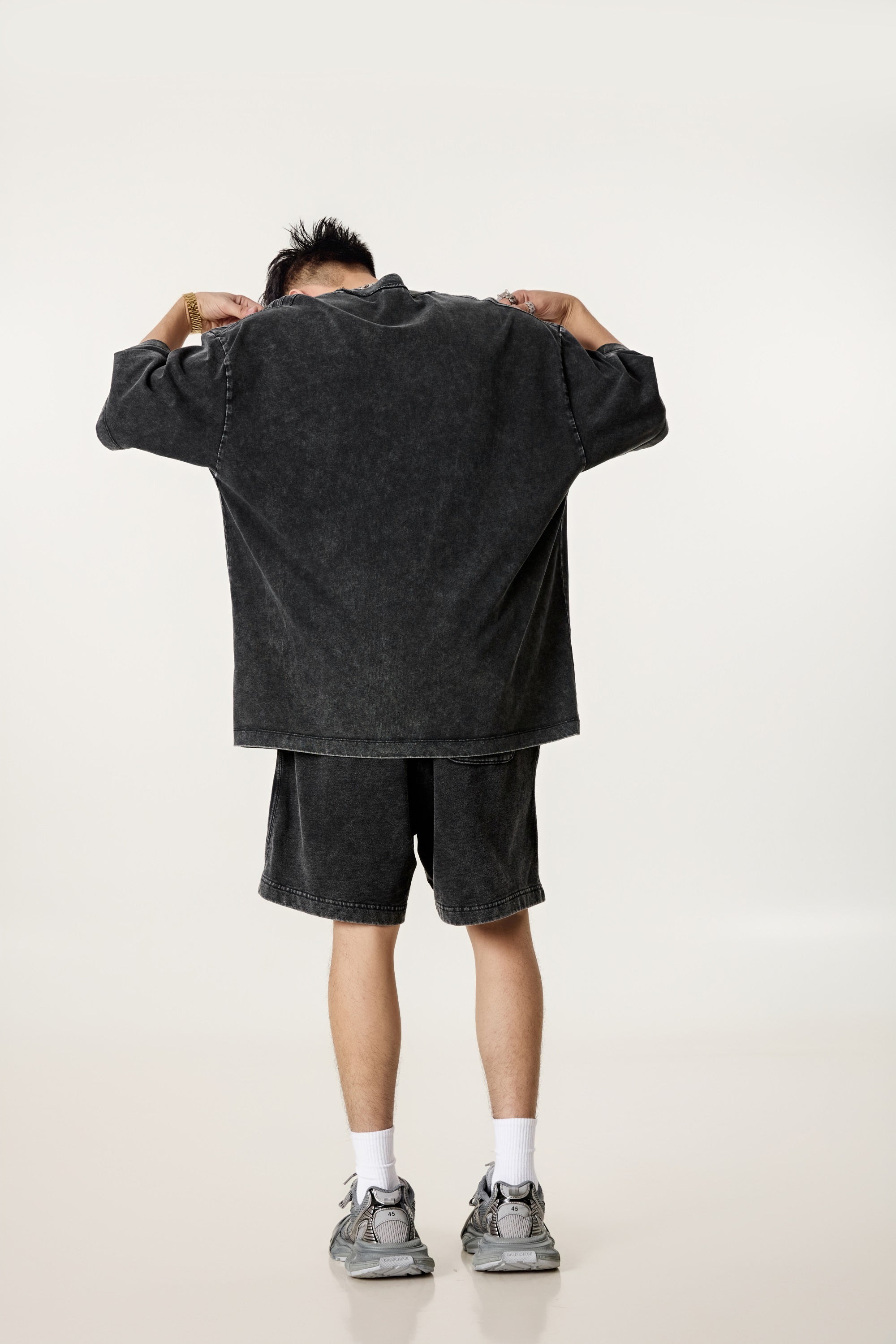 330GSM Unisex Snow-Wash 100%Cotton Wax-Dyed Soft & Durable Shorts Snow Wash