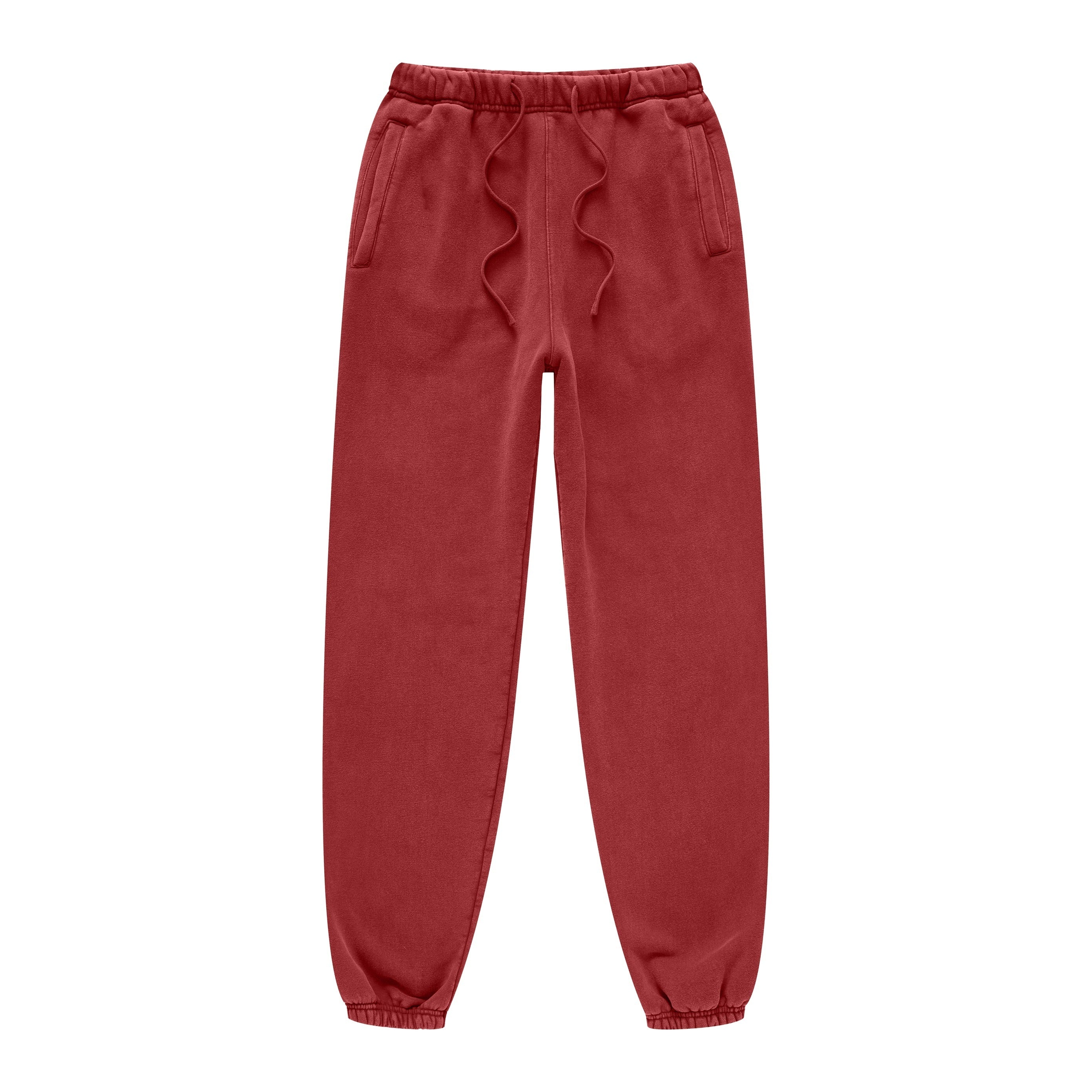 440GSM Unisex Relaxed Fit Loopback Terry Jogger Pants Red