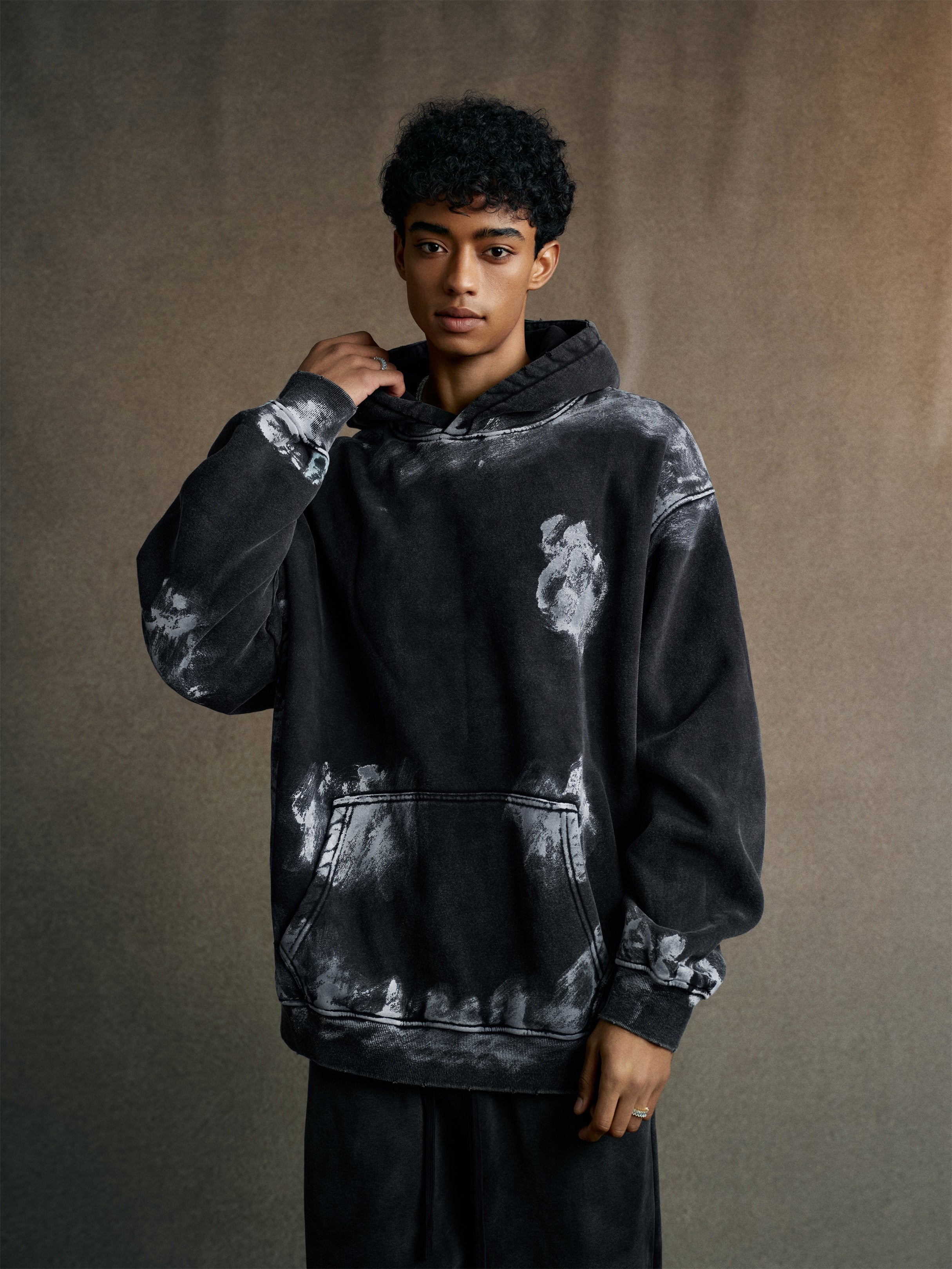 400GSM Unisex Heavyweight Vintage-Wash Hoodie Vintage black