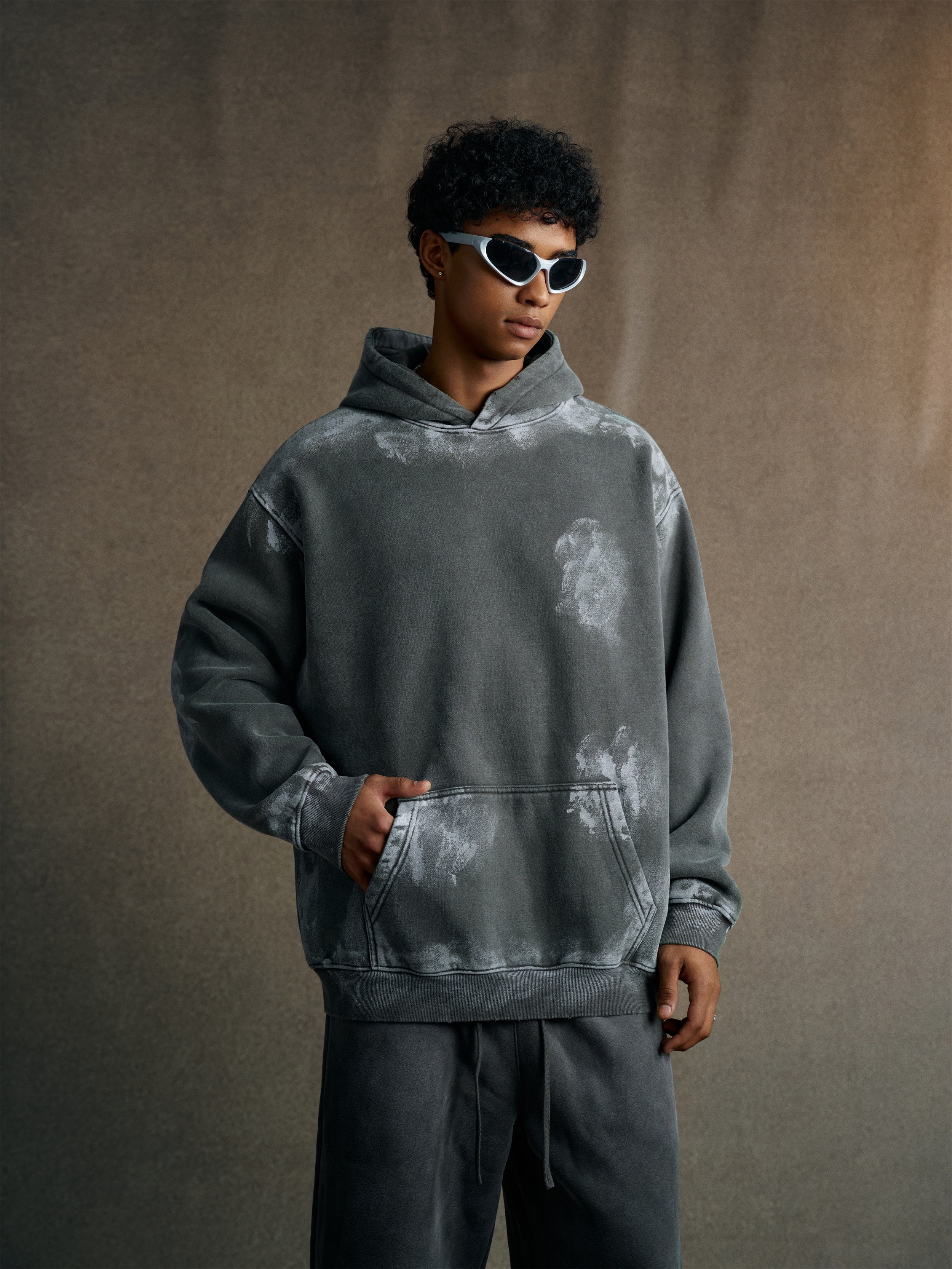 400GSM Unisex Heavyweight Vintage-Wash Hoodie Dark gray