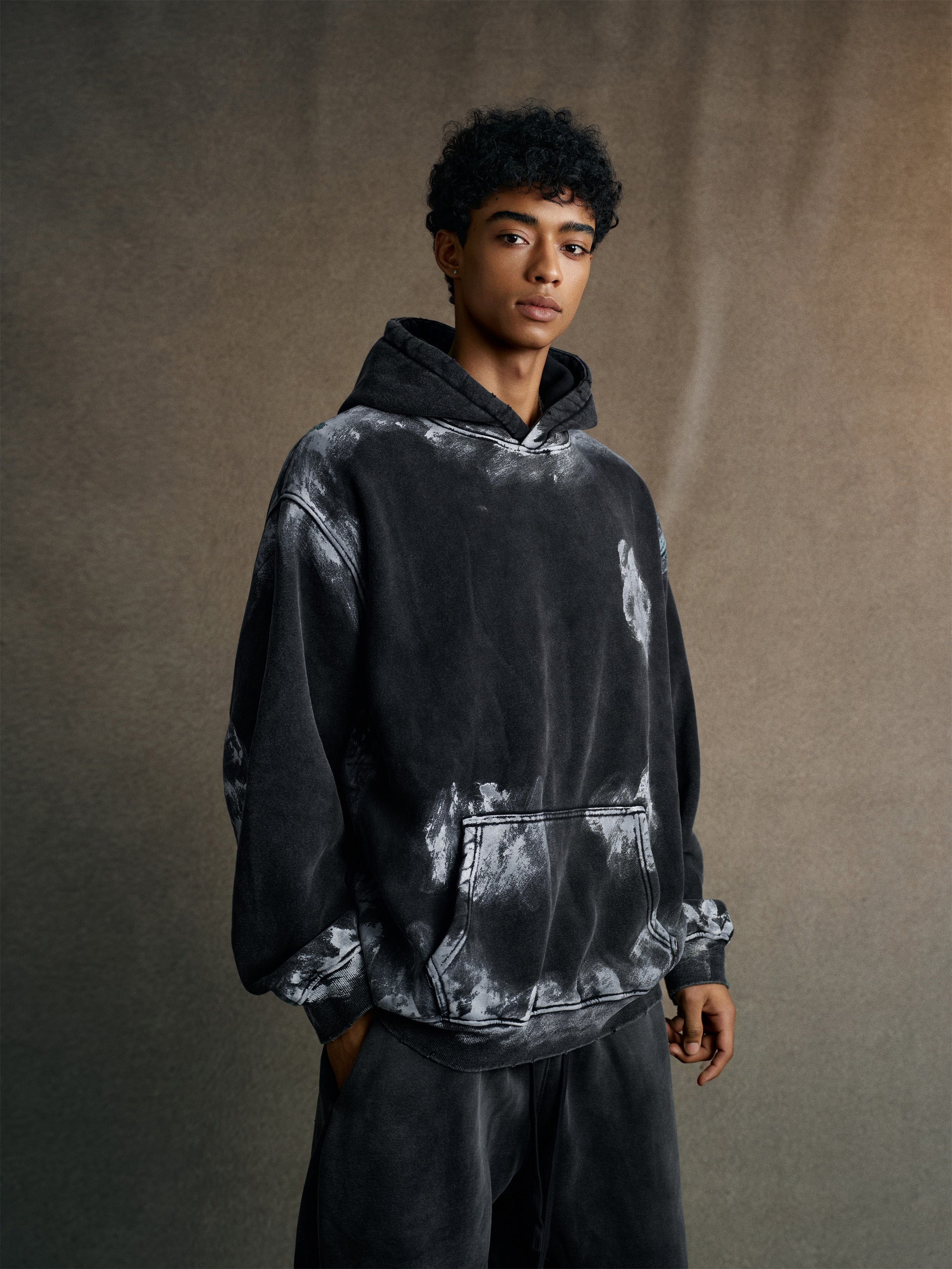 400GSM Unisex Heavyweight Vintage-Wash Hoodie Vintage black