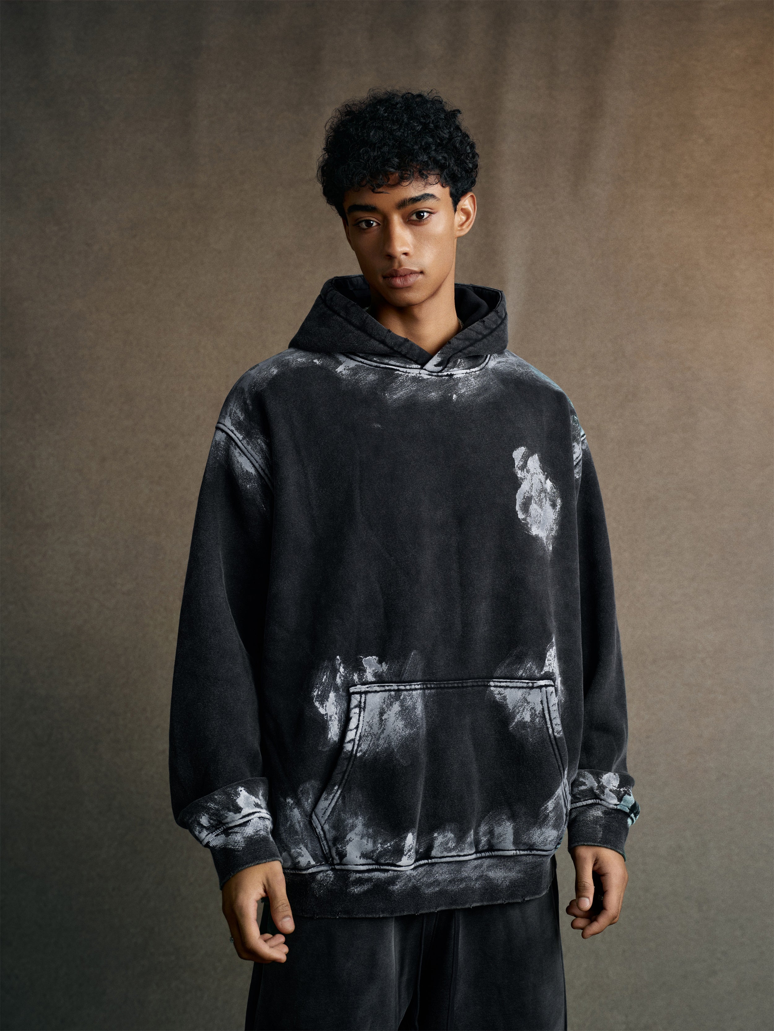 400GSM Unisex Heavyweight Vintage-Wash Hoodie Vintage black