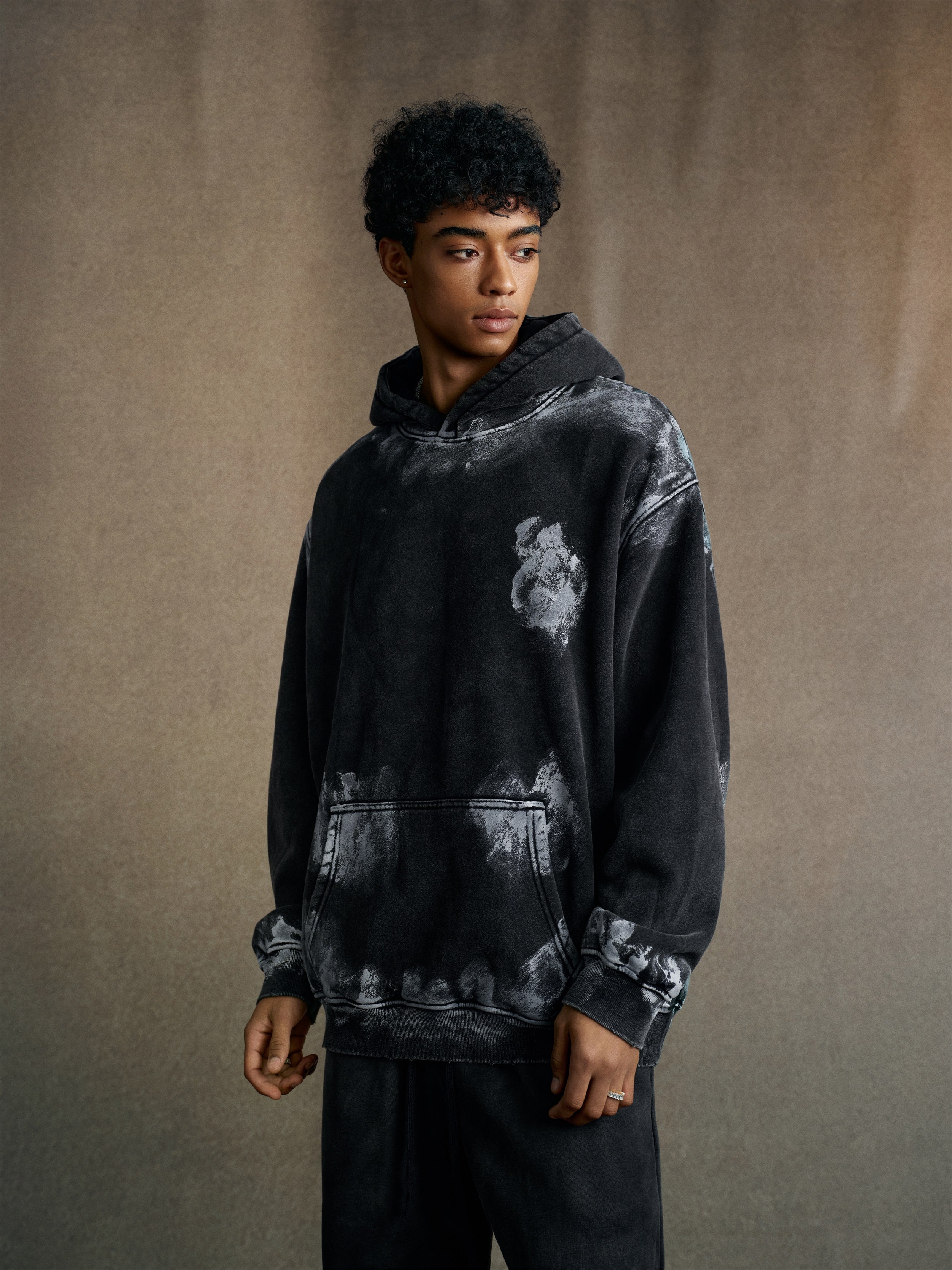 400GSM Unisex Heavyweight Vintage-Wash Hoodie Vintage black