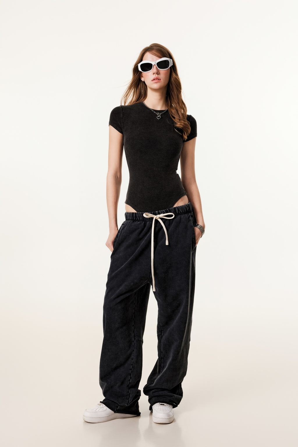 275GSM Women’s One-Piece Fried-Color Snow-Wash T-shirt Snow wash