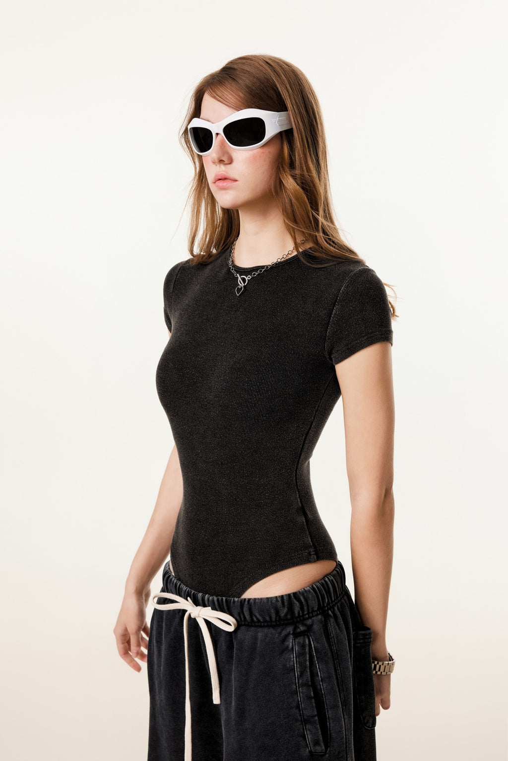 275GSM Women’s One-Piece Fried-Color Snow-Wash T-shirt Snow wash