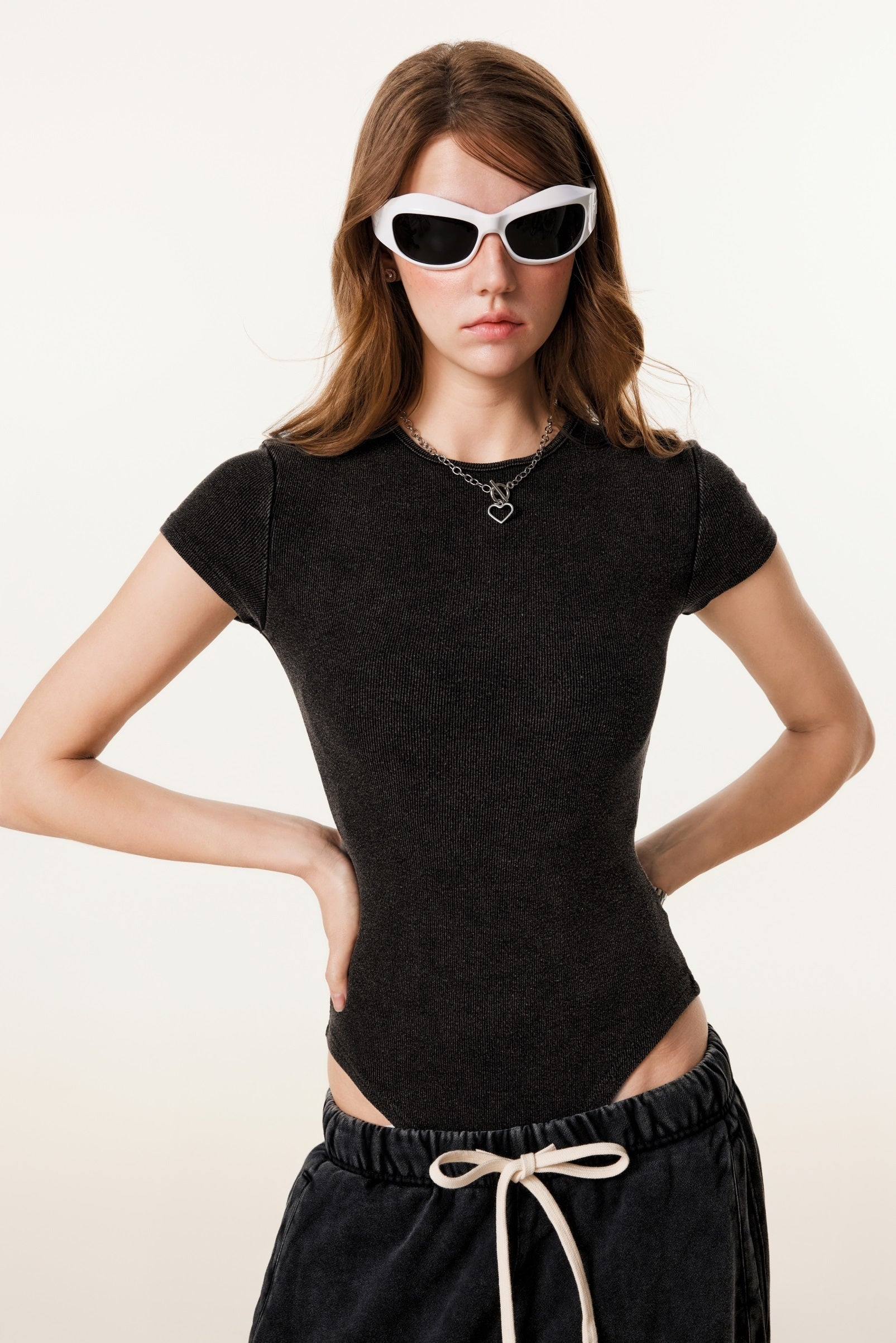 275GSM Women’s One-Piece Fried-Color Snow-Wash T-shirt Snow wash