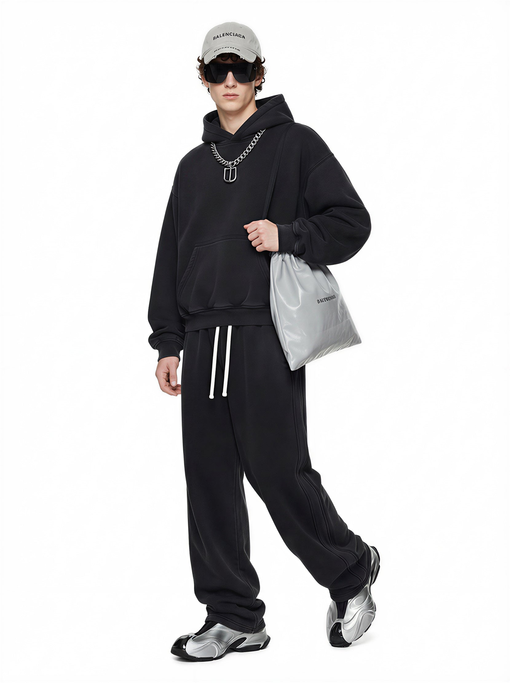 400GSM Unisex Washed Heavyweight Boxy-Fit Hoodie Vintage Black