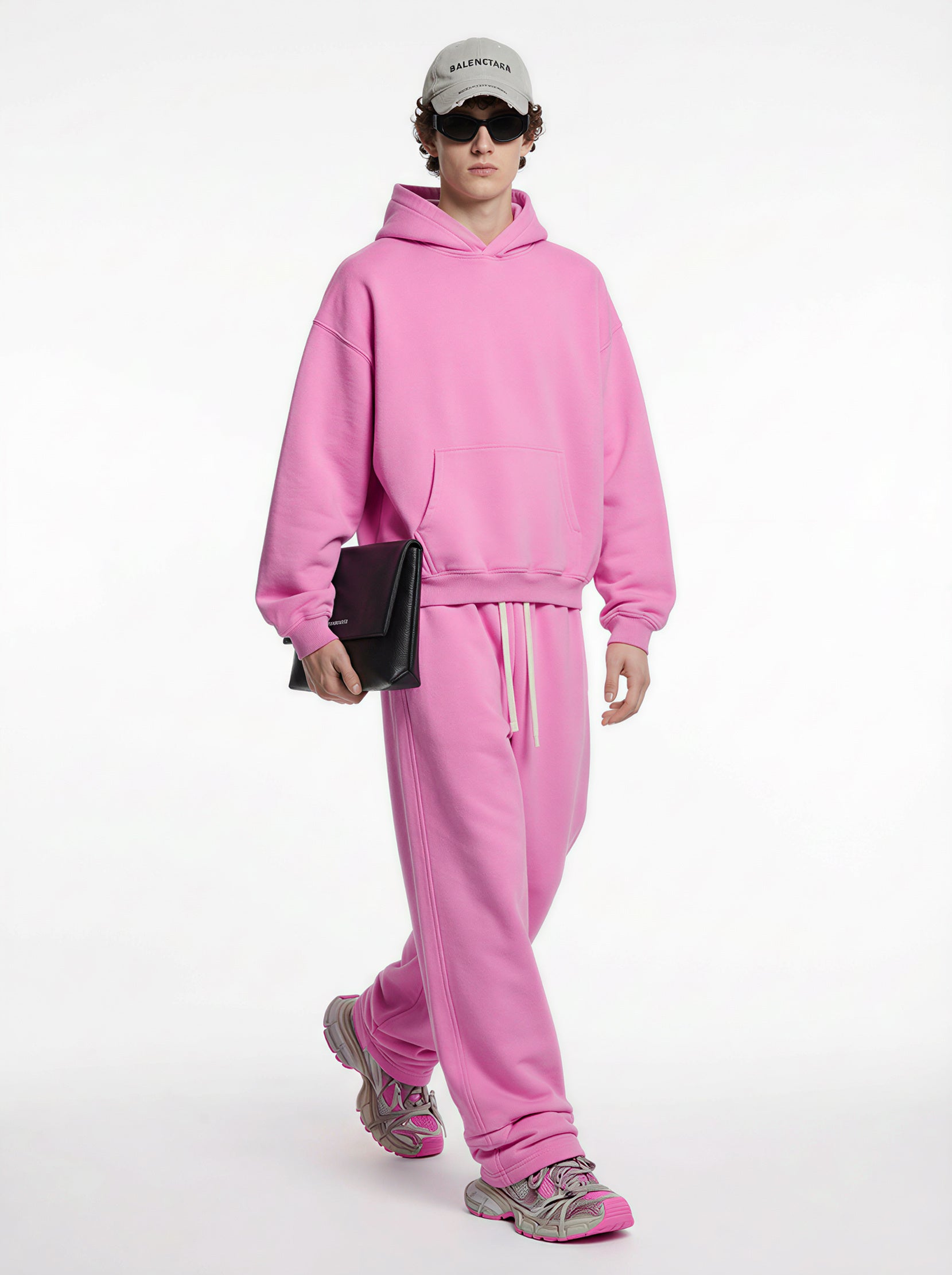 400GSM Unisex Washed Heavyweight Boxy-Fit Hoodie Vintage Peach Pink