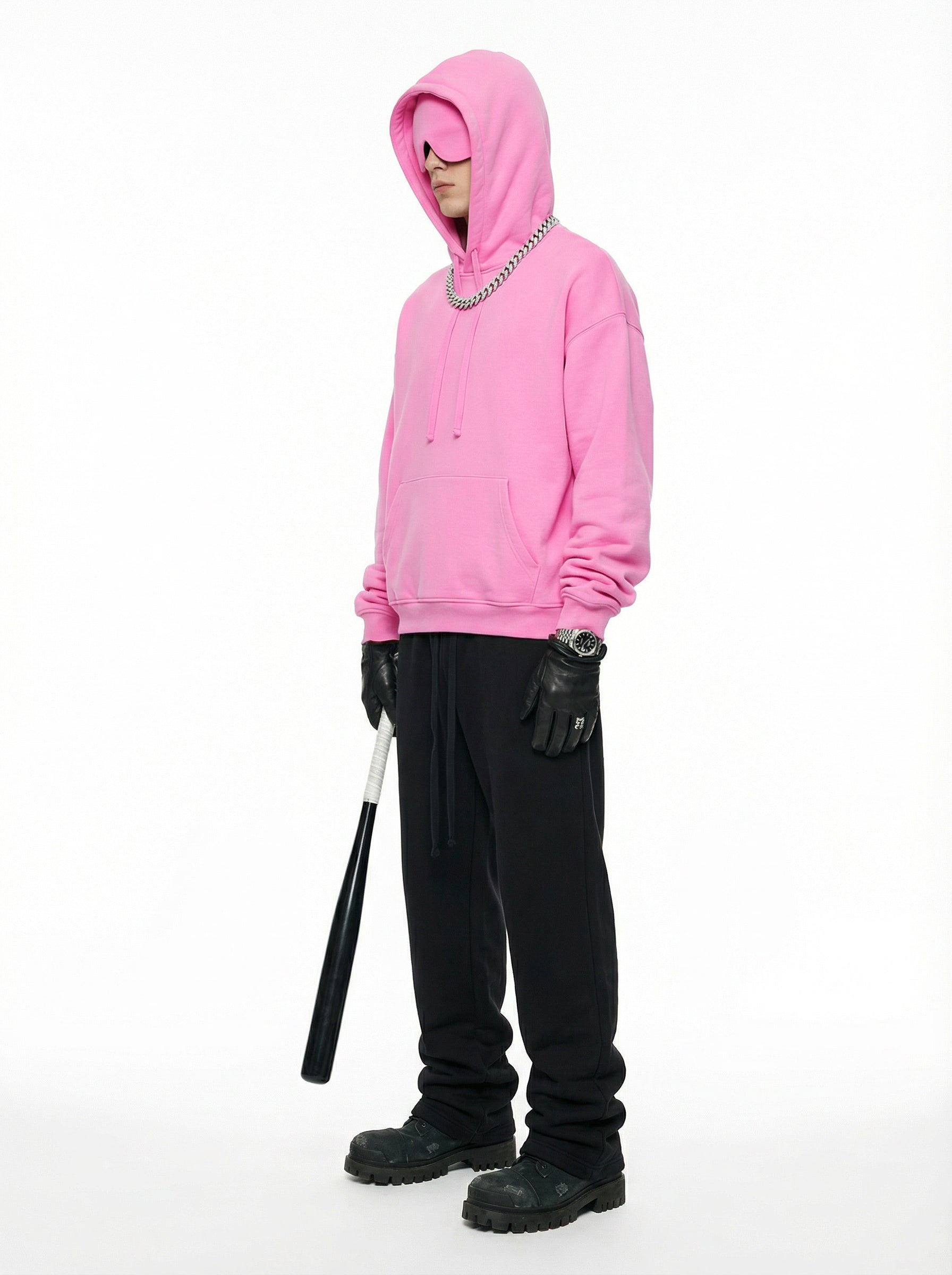 345GSM Men’s Eye-Patch Hoodie Peach Pink