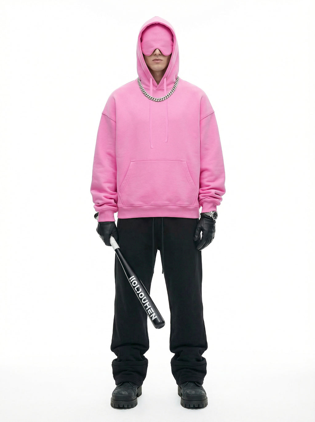 345GSM Men’s Eye-Patch Hoodie Peach Pink