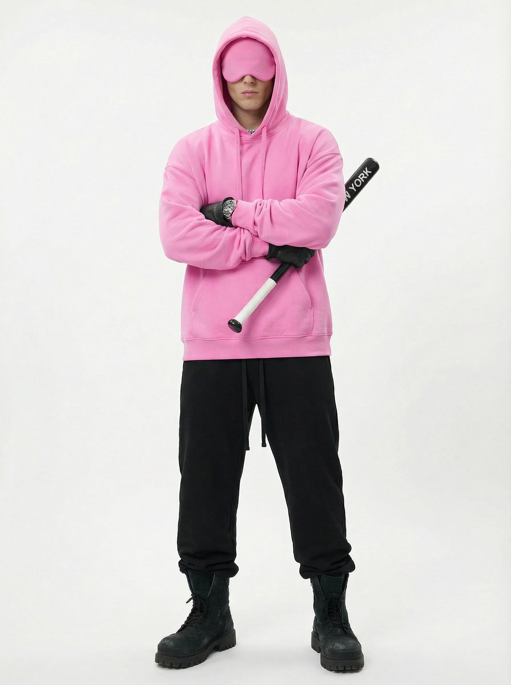 345GSM Men’s Eye-Patch Hoodie Peach Pink