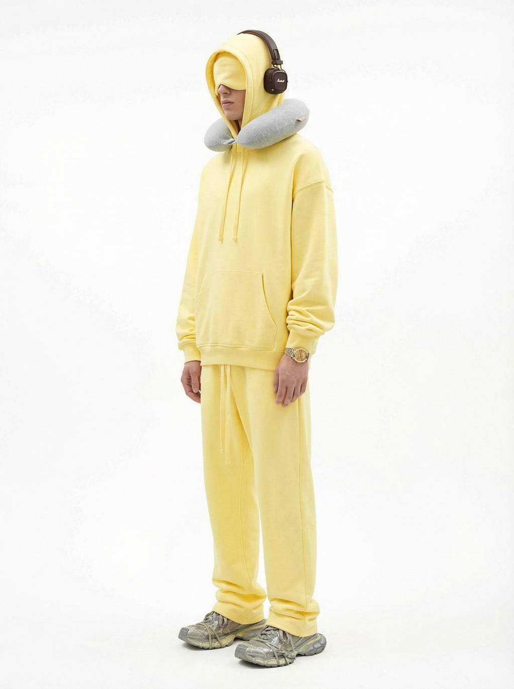 345GSM Men’s Eye-Patch Hoodie Pale Yellow
