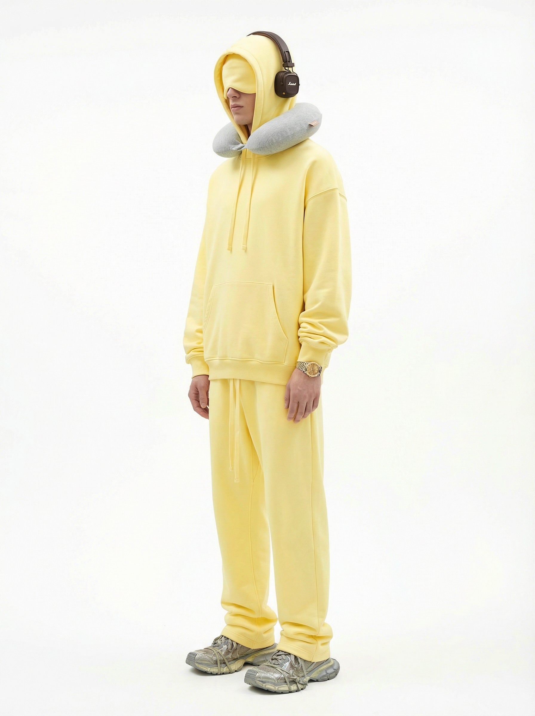 345GSM Men’s Eye-Patch Hoodie Pale Yellow