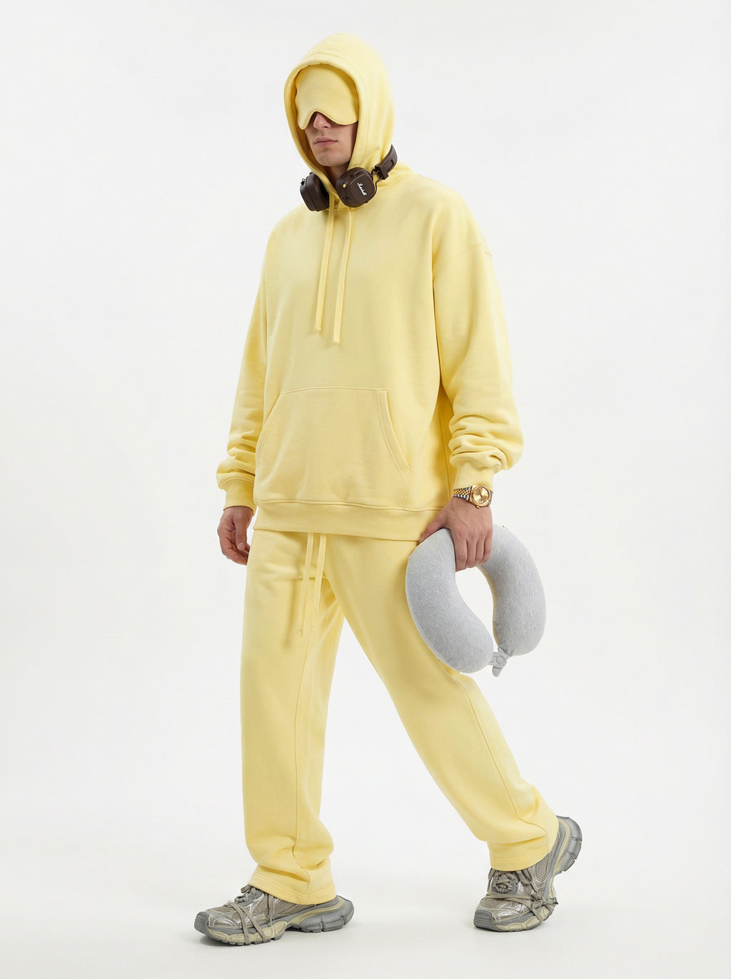 345GSM Men’s Eye-Patch Hoodie Pale Yellow