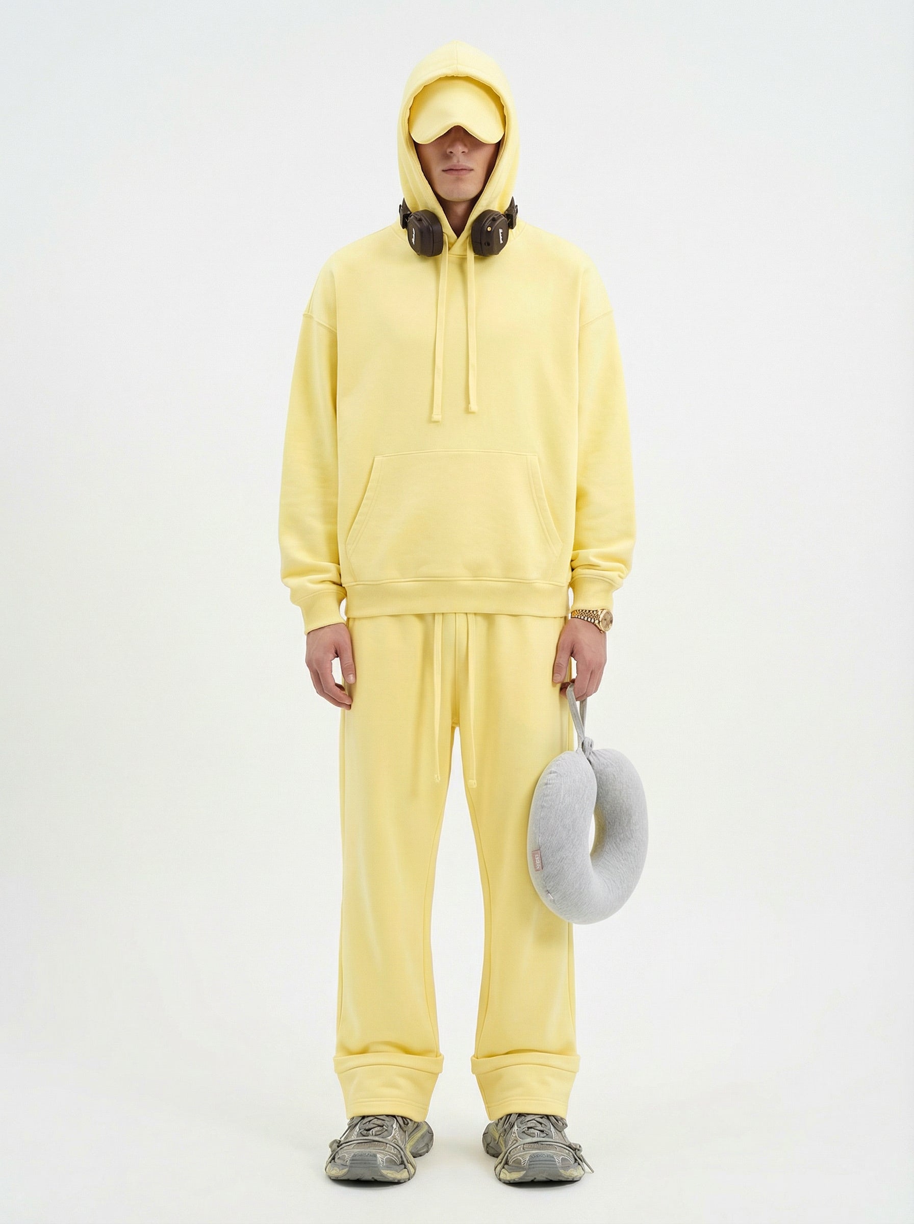 345GSM Men’s Eye-Patch Hoodie Pale Yellow