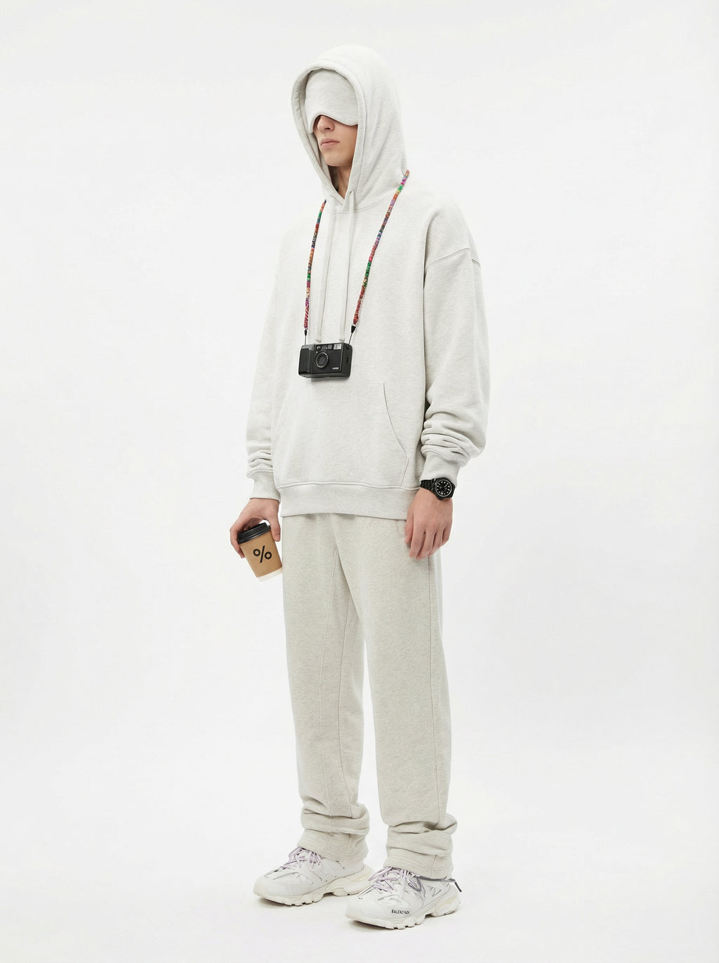 345GSM Men’s Eye-Patch Hoodie Oatmeal Gray