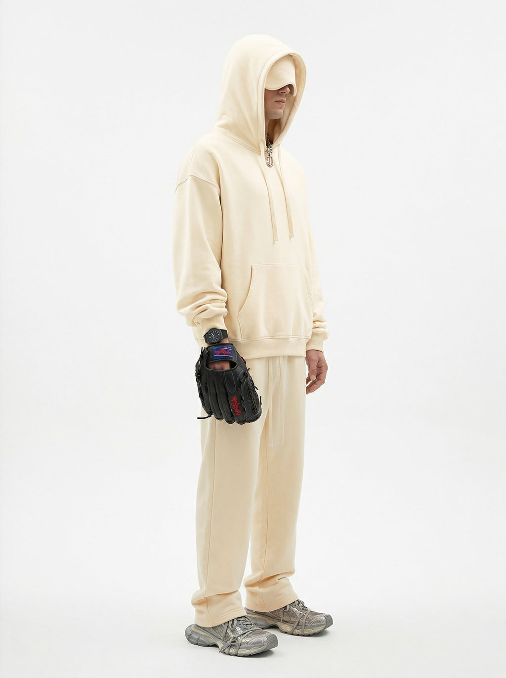 345GSM Men’s Eye-Patch Hoodie Cream Apricot