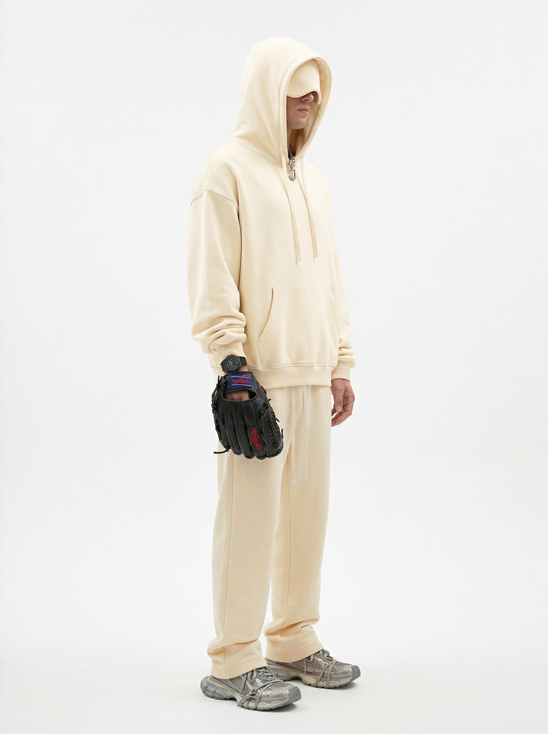 345GSM Men’s Eye-Patch Hoodie Cream Apricot