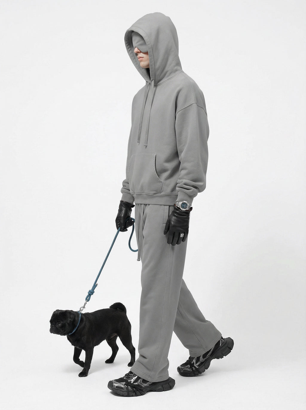 345GSM Men’s Eye-Patch Hoodie Light Gray