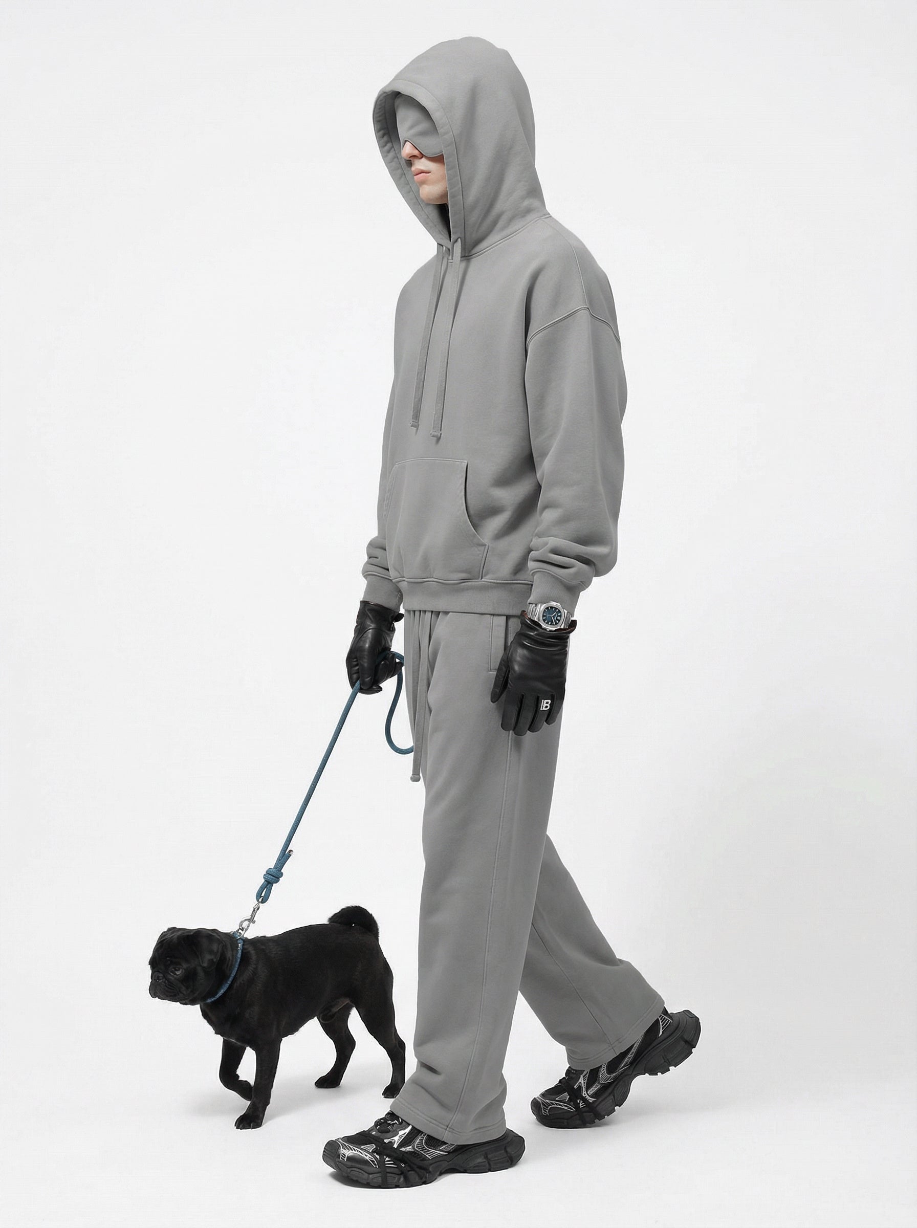 345GSM Men’s Eye-Patch Hoodie Light Gray