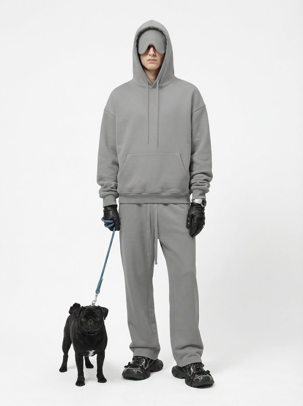 345GSM Men’s Eye-Patch Hoodie Light Gray