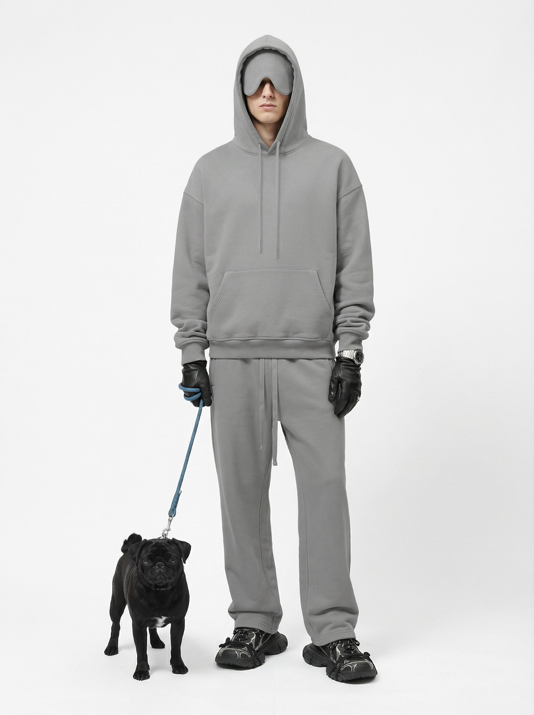 345GSM Men’s Eye-Patch Hoodie Light Gray