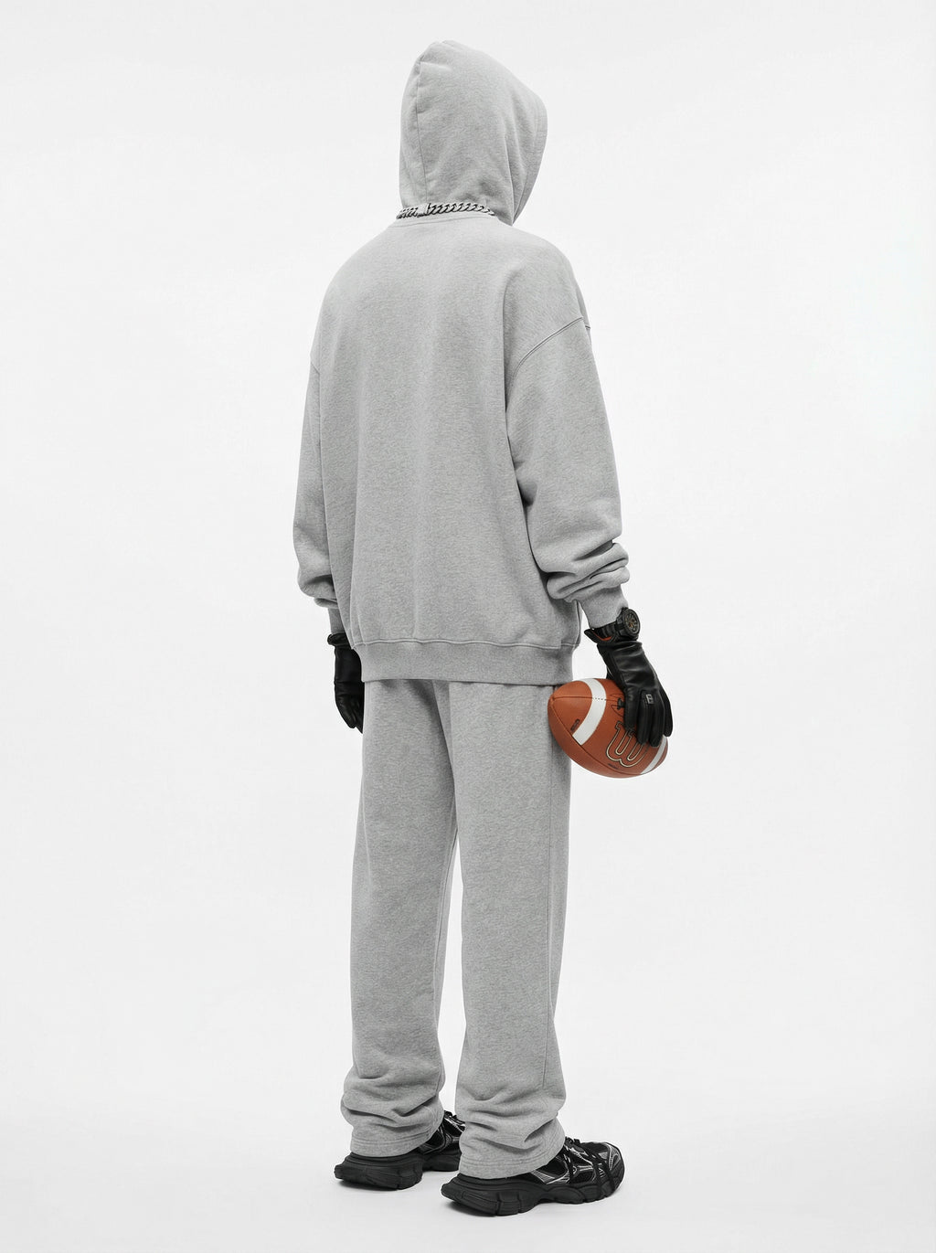 345GSM Men’s Eye-Patch Hoodie Heathered Gray