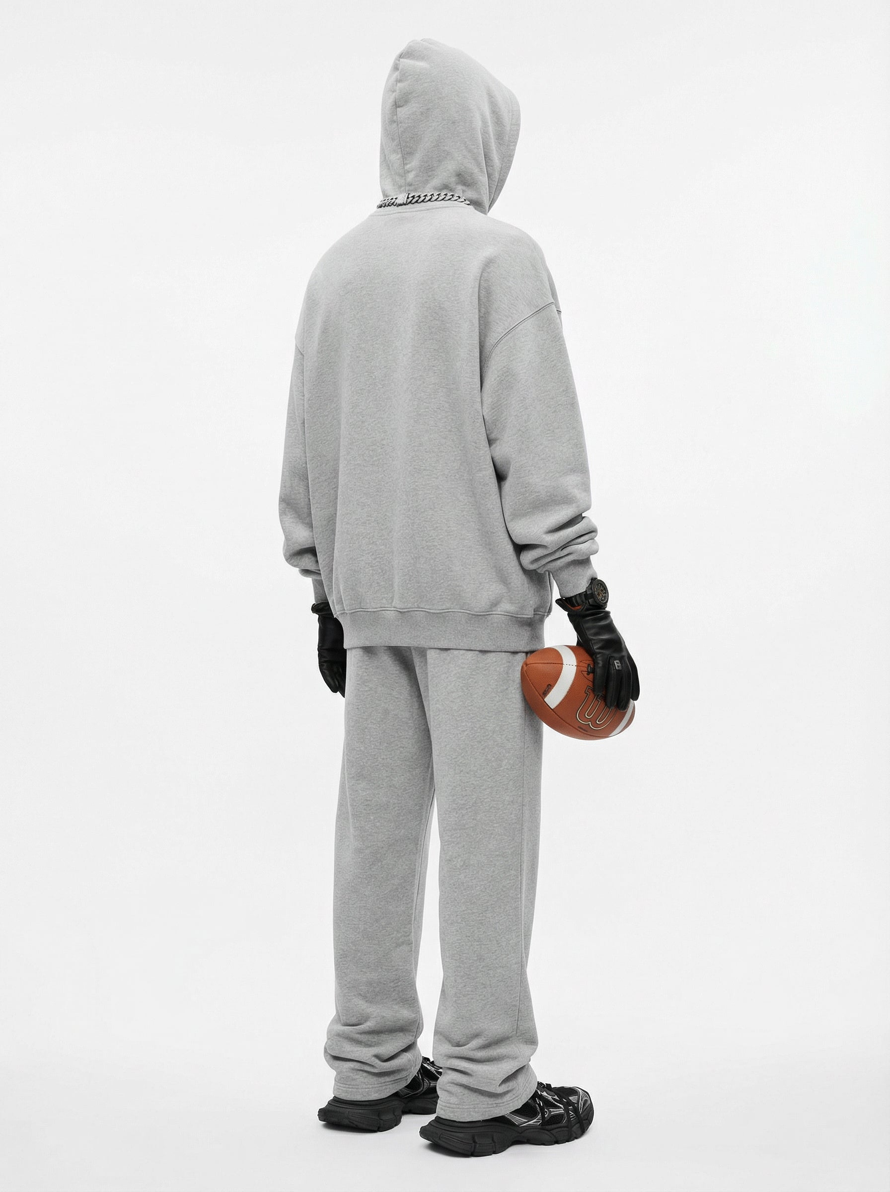 345GSM Men’s Eye-Patch Hoodie Heathered Gray