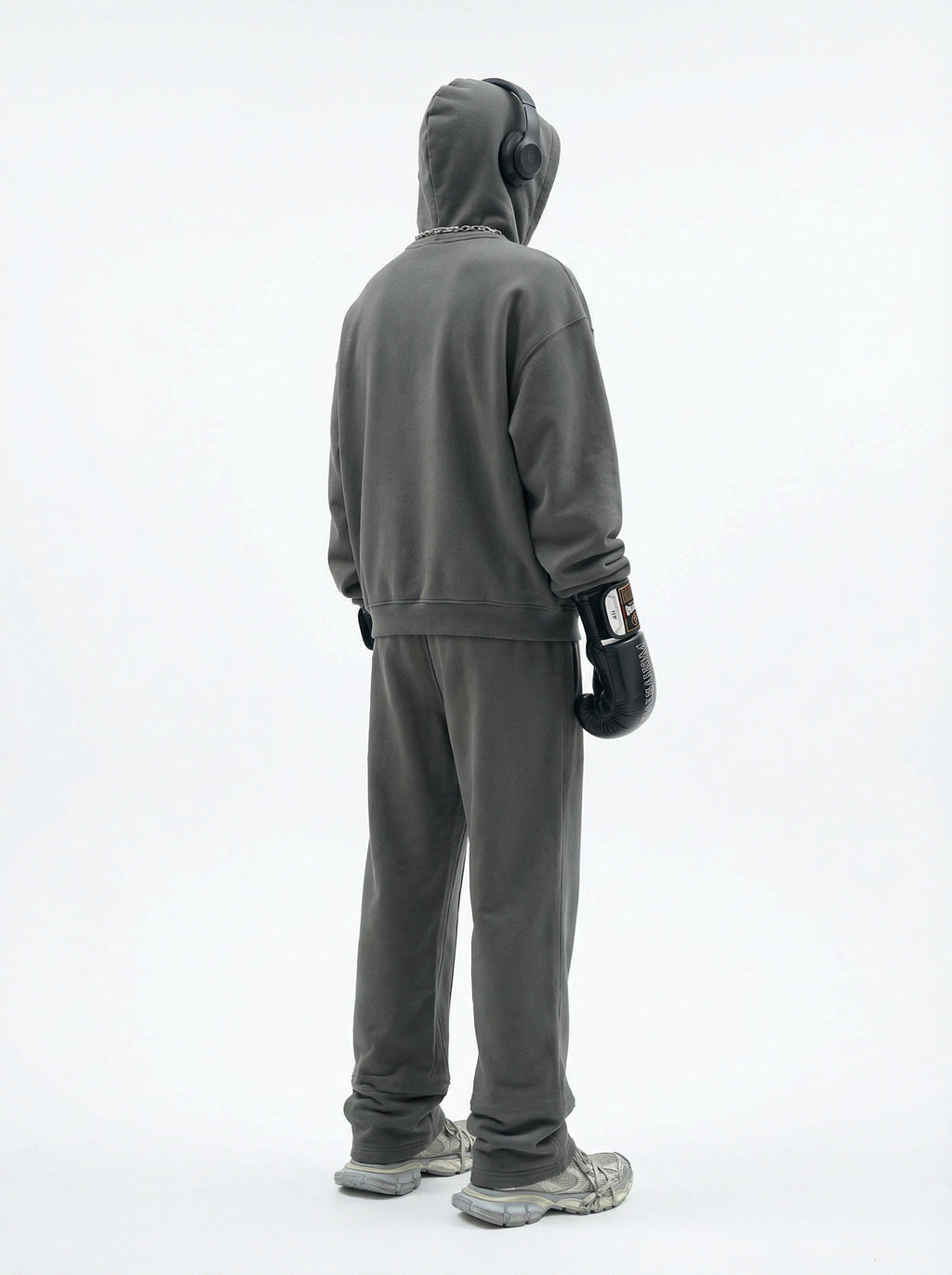 345GSM Men’s Eye-Patch Hoodie Oyster Gray