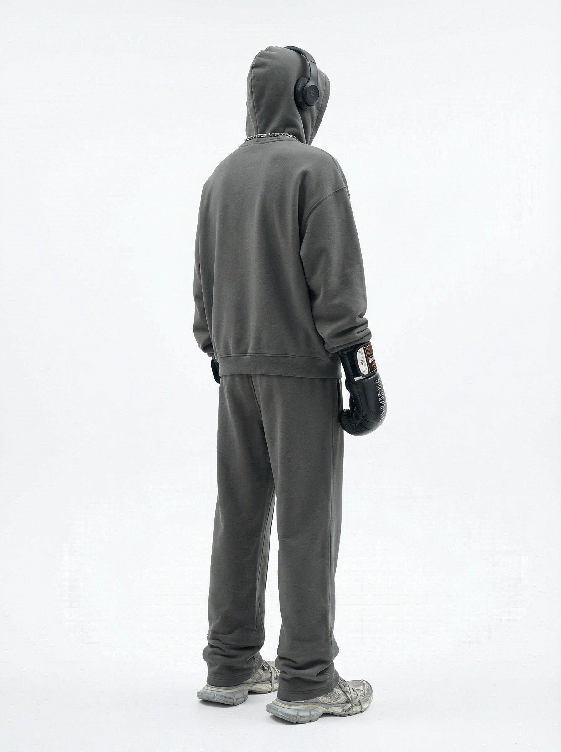 345GSM Men’s Eye-Patch Hoodie Oyster Gray