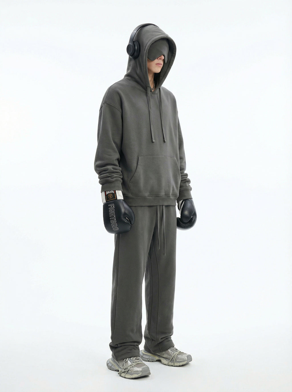 345GSM Men’s Eye-Patch Hoodie Oyster Gray