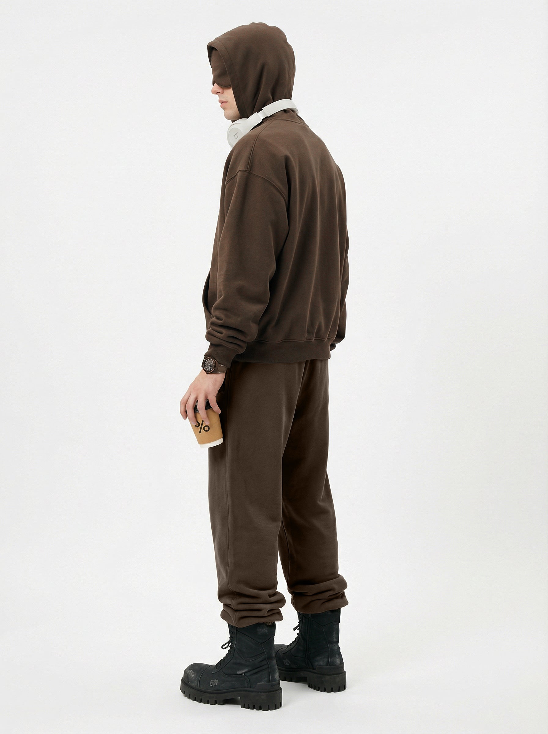 345GSM Men’s Eye-Patch Hoodie Brown Tan