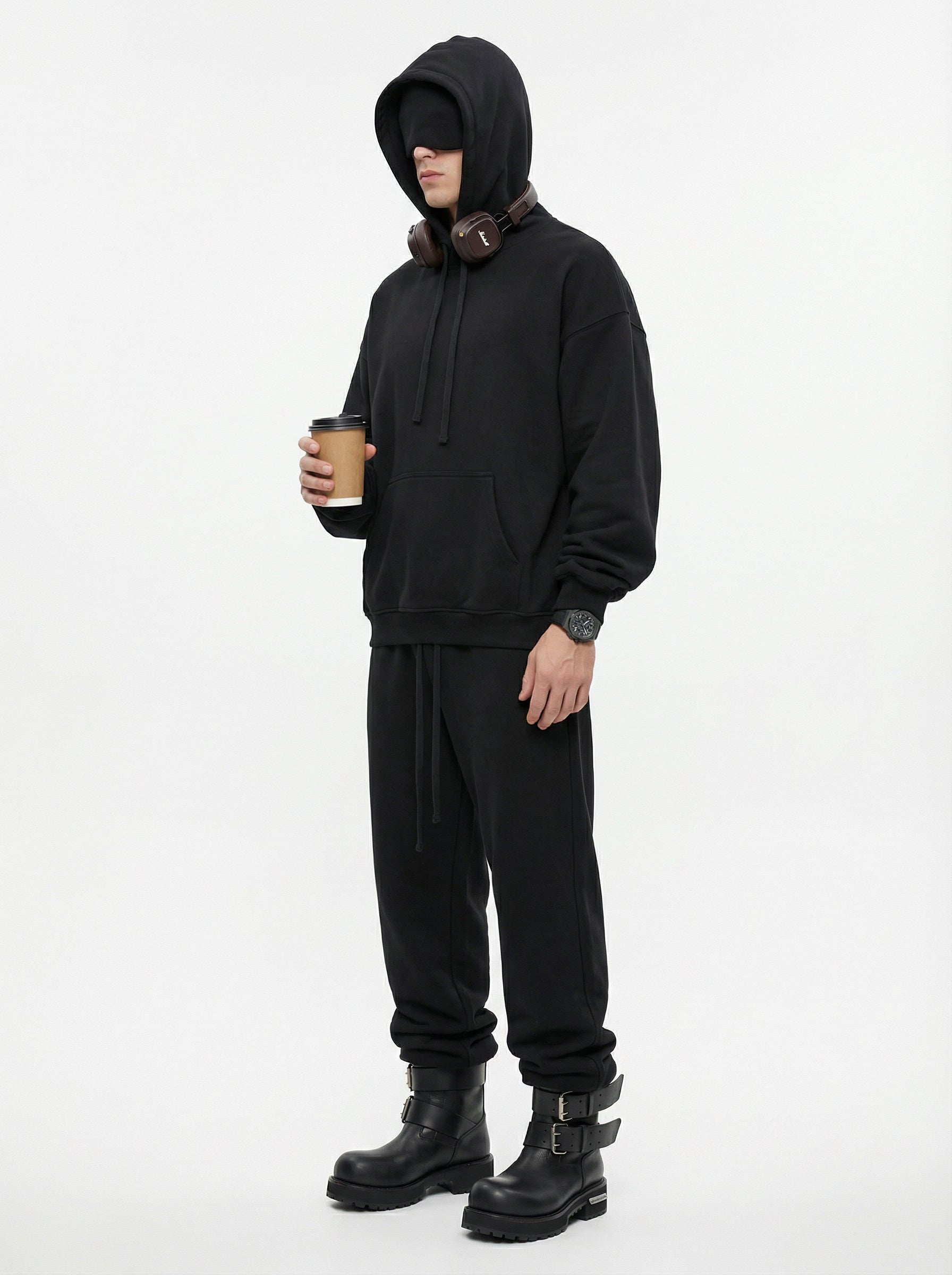345GSM Men’s Eye-Patch Hoodie Black