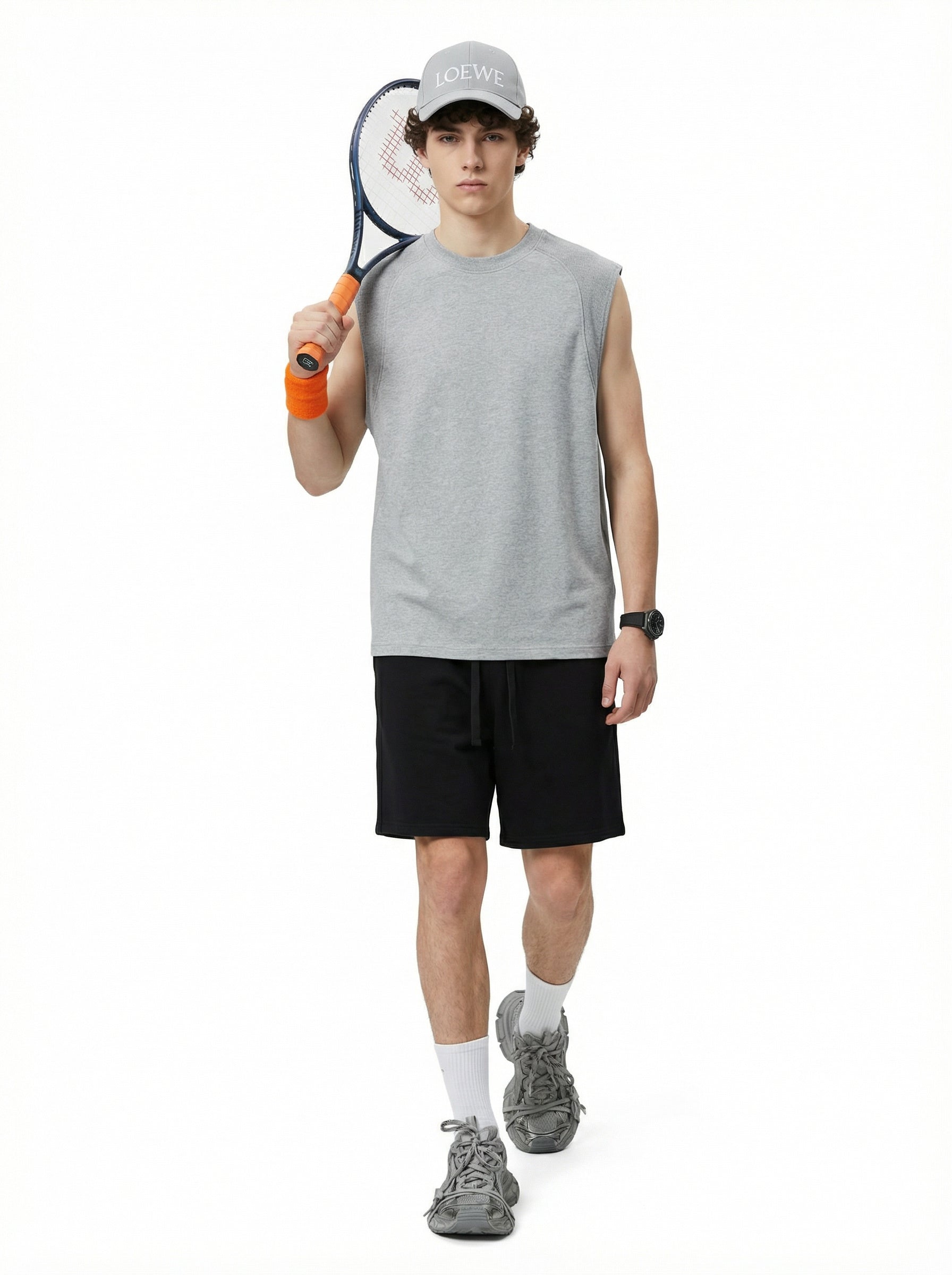 220GSM Men's Lyocell Cooling Cotton Panel T-Shirt Heather Gray