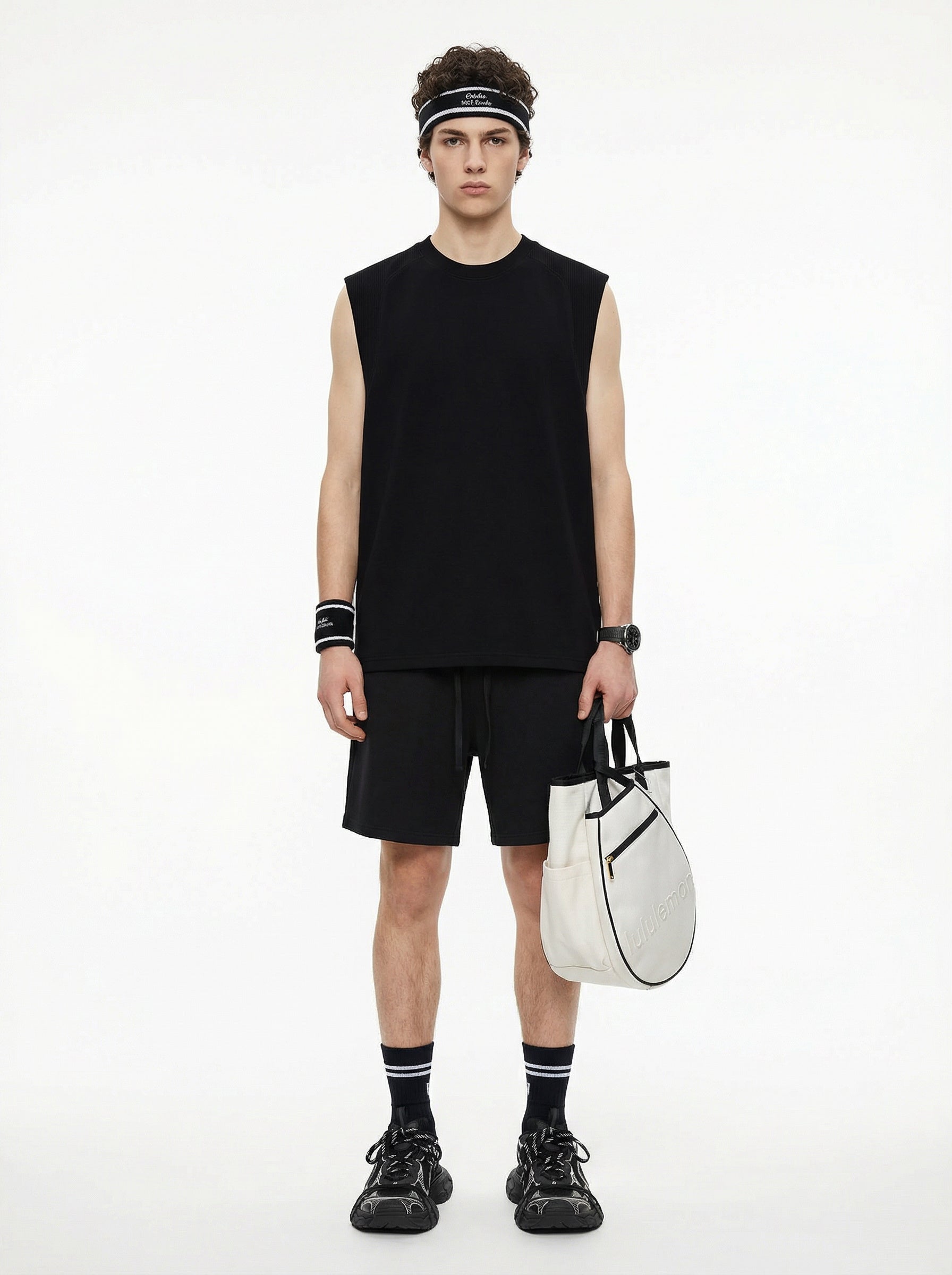 220GSM Men's Lyocell Cooling Cotton Panel T-Shirt Black