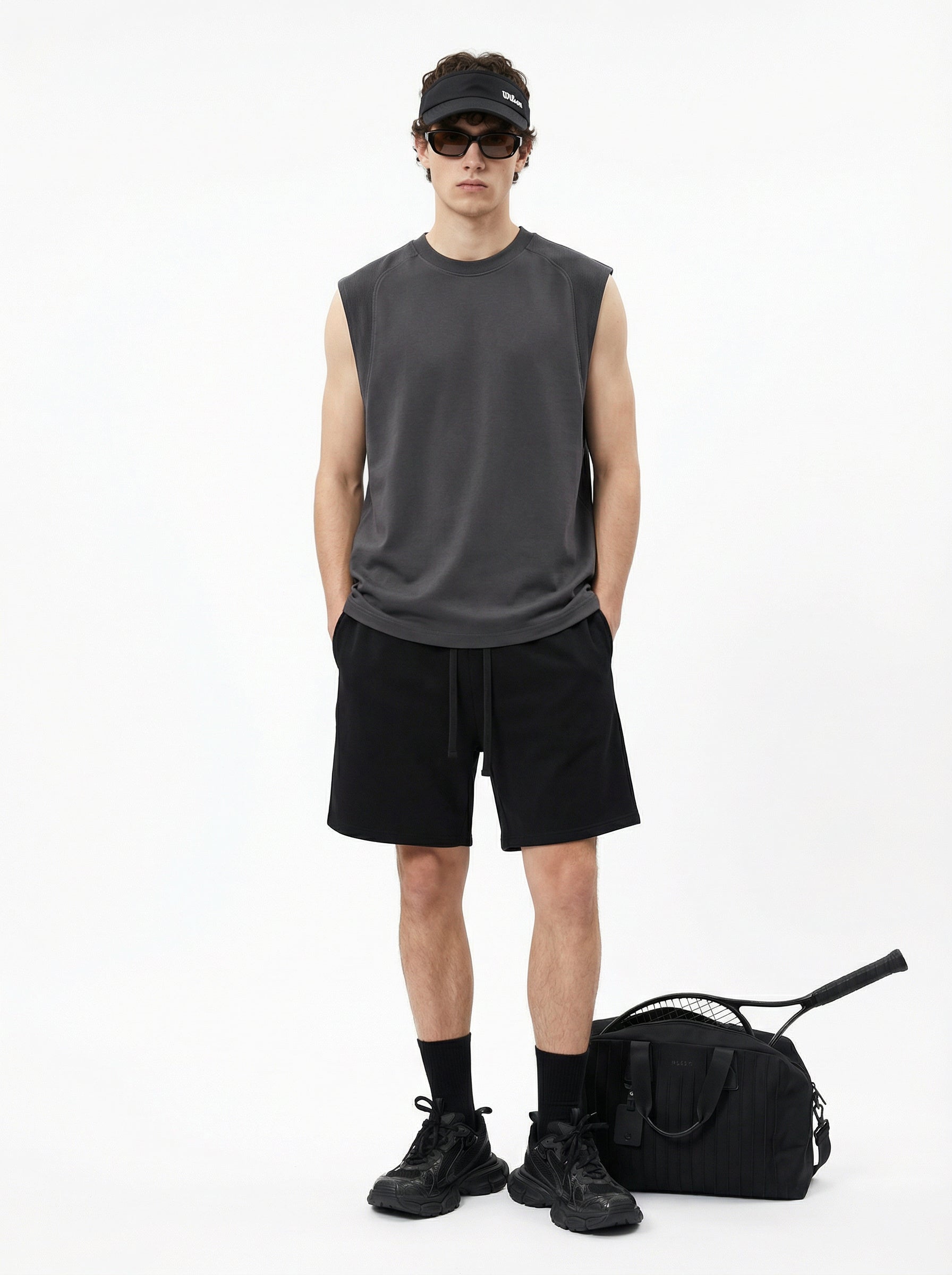 220GSM Men's Lyocell Cooling Cotton Panel T-Shirt Dark Gray